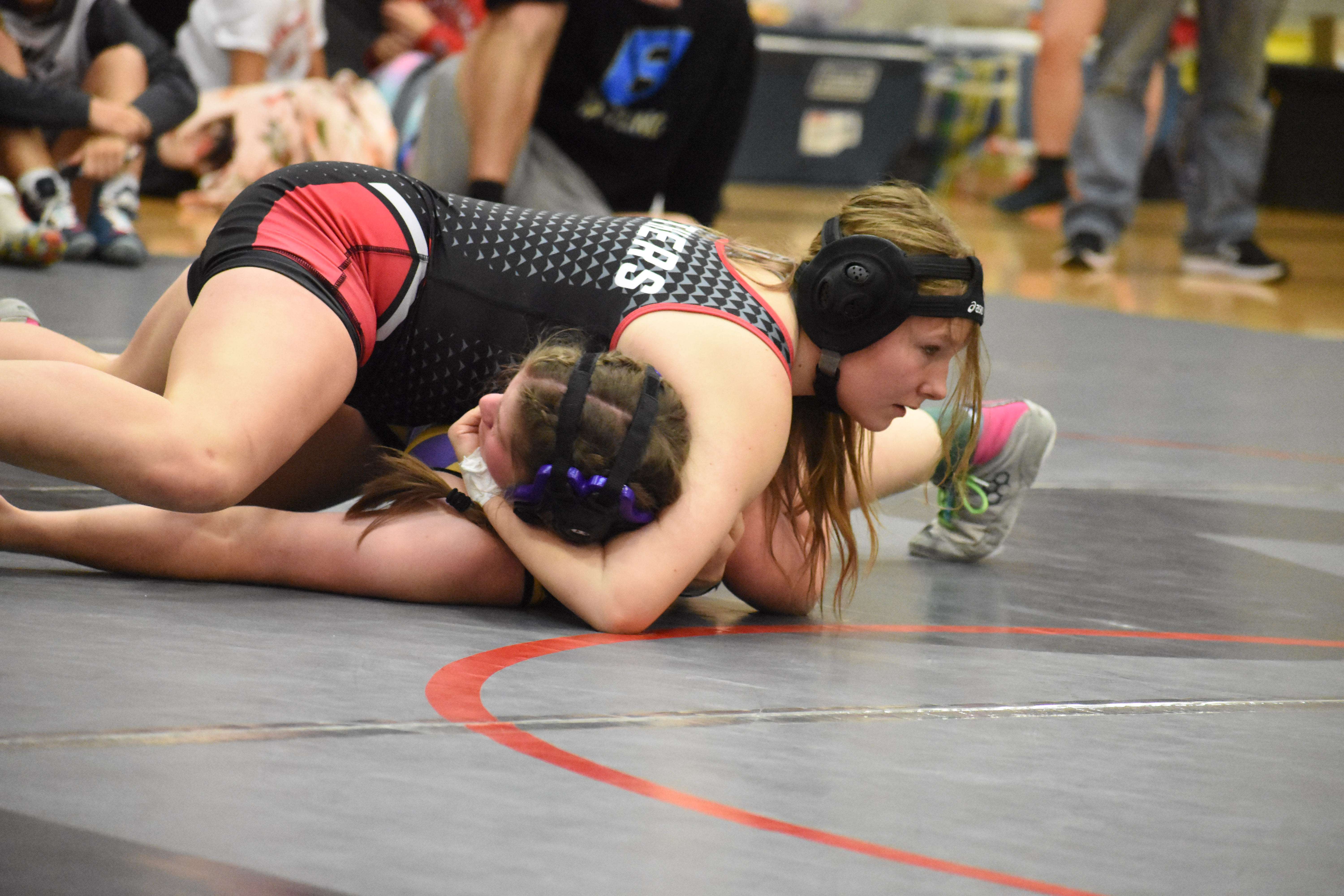 Lady Panther senior Kirra Stevens opened the 2024 Christmas Clash with a pin against Valley Center on the way to a second-place finish.