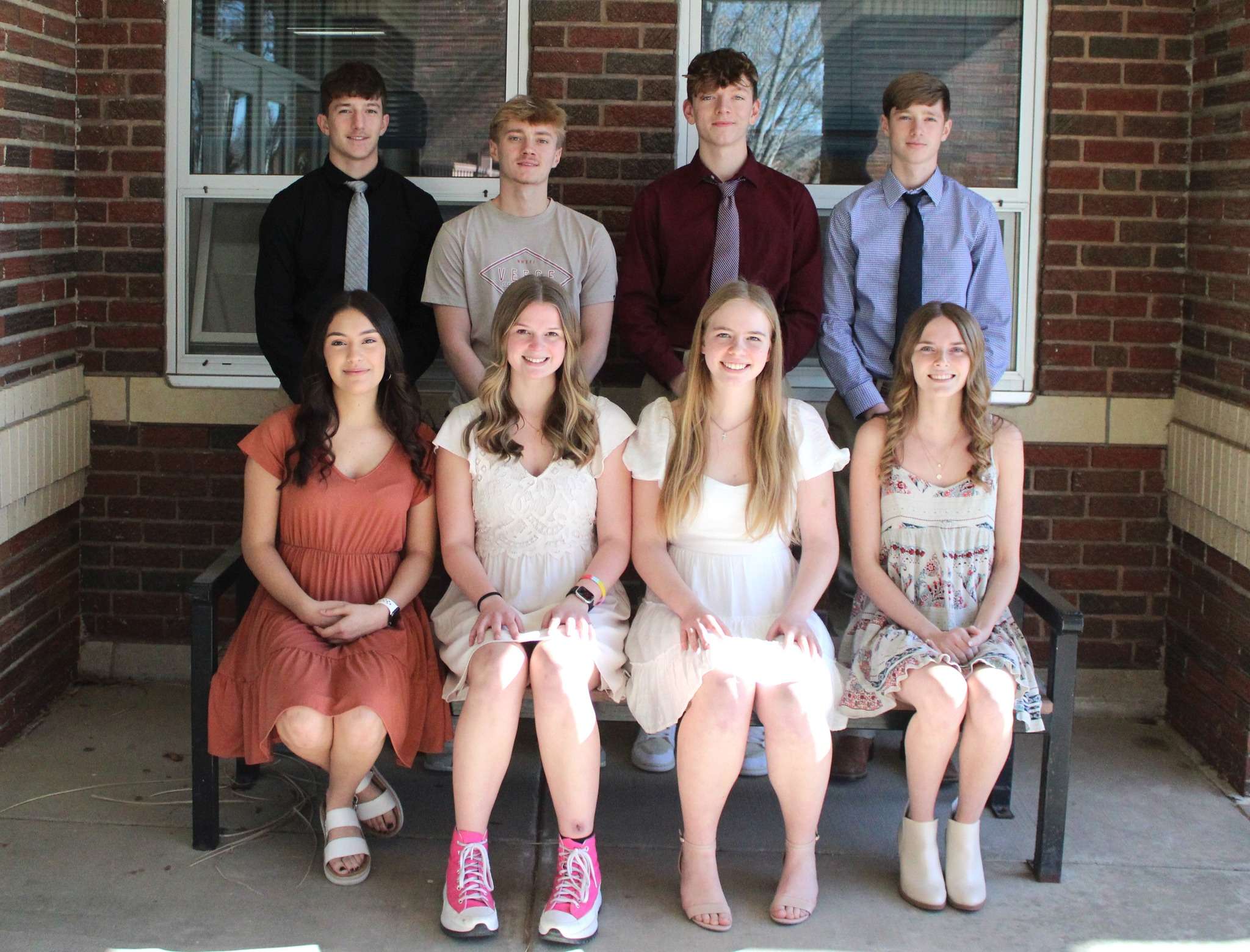 <b>Queen Candidates (left to right): </b>Hytomi Nuno, Hannah Winget, Allison Ricker, and Kadie Bailey.<br><b>King Candidates (left to right): </b>Drew Heinz, Alek Brack, Cooper Hosman, and Chase Gibson.&nbsp;&nbsp;