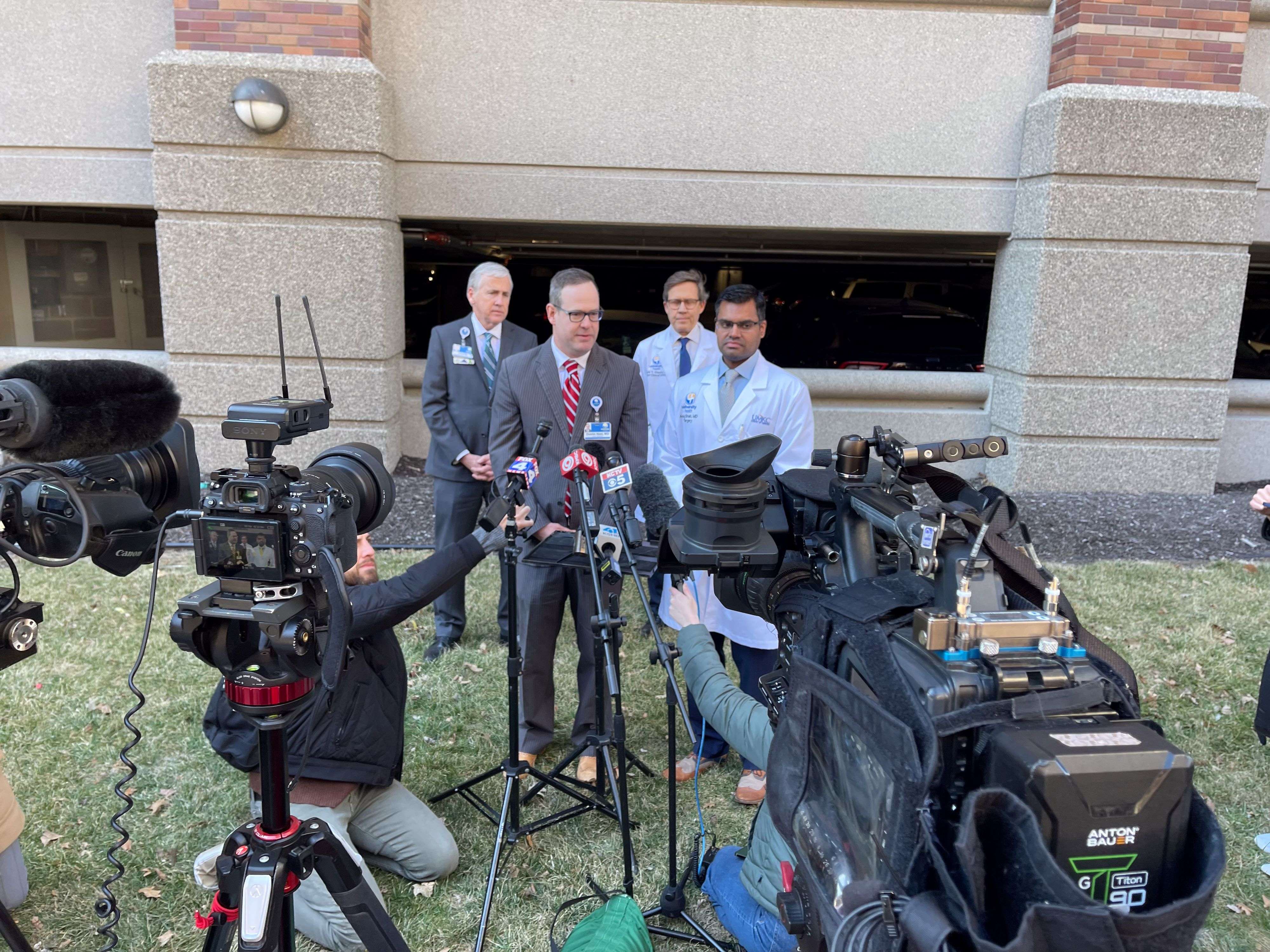University Health surgeons speak with the news media after the Super Bowl rally shooting/Photo courtesy of University Health