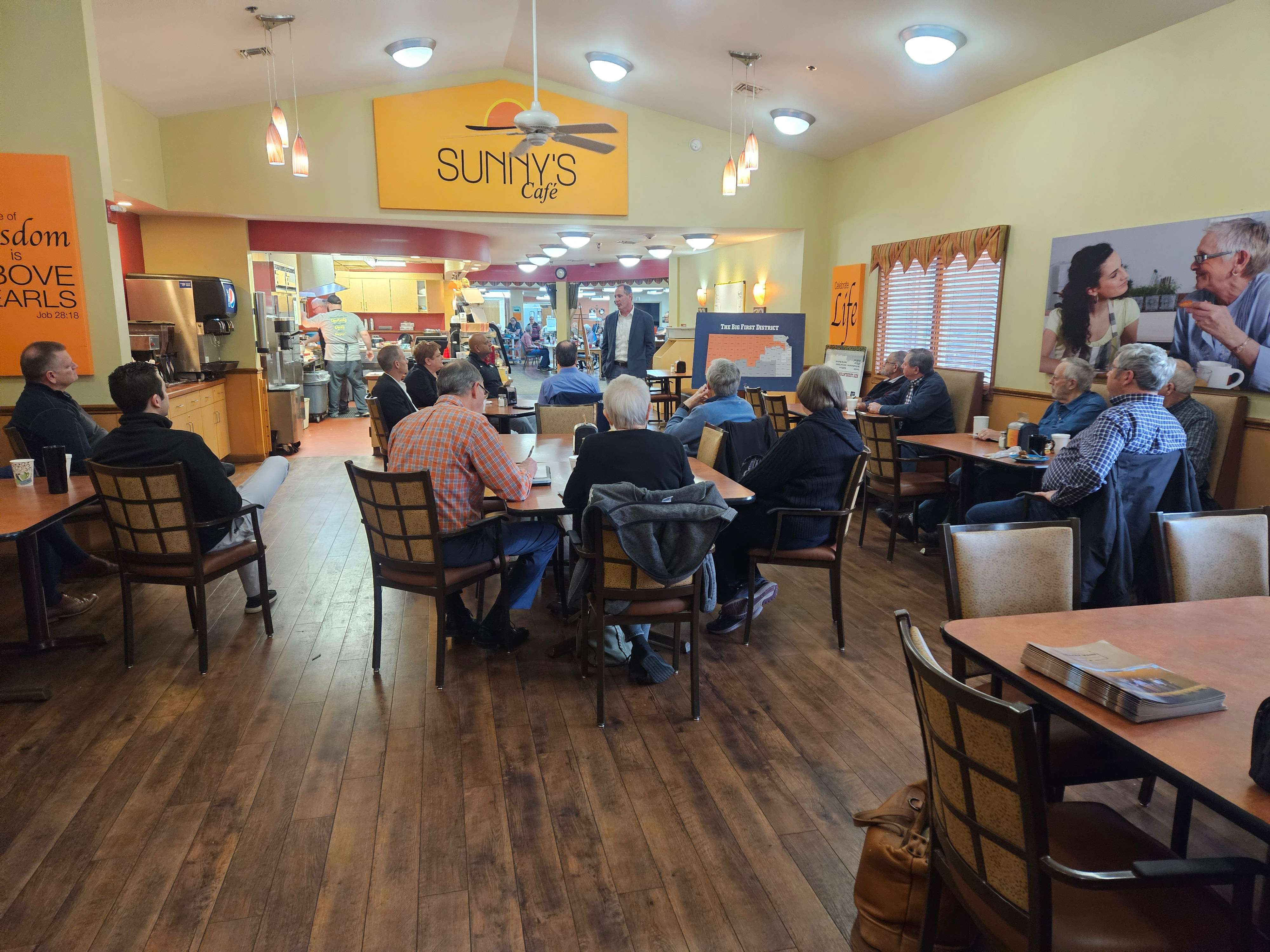 Kansas First District Congressman Tracey Mann held a town hall meeting at Sunny's Cafe in Buhler, KS on Feb. 21, 2024. Photo by Nick Gosnell.