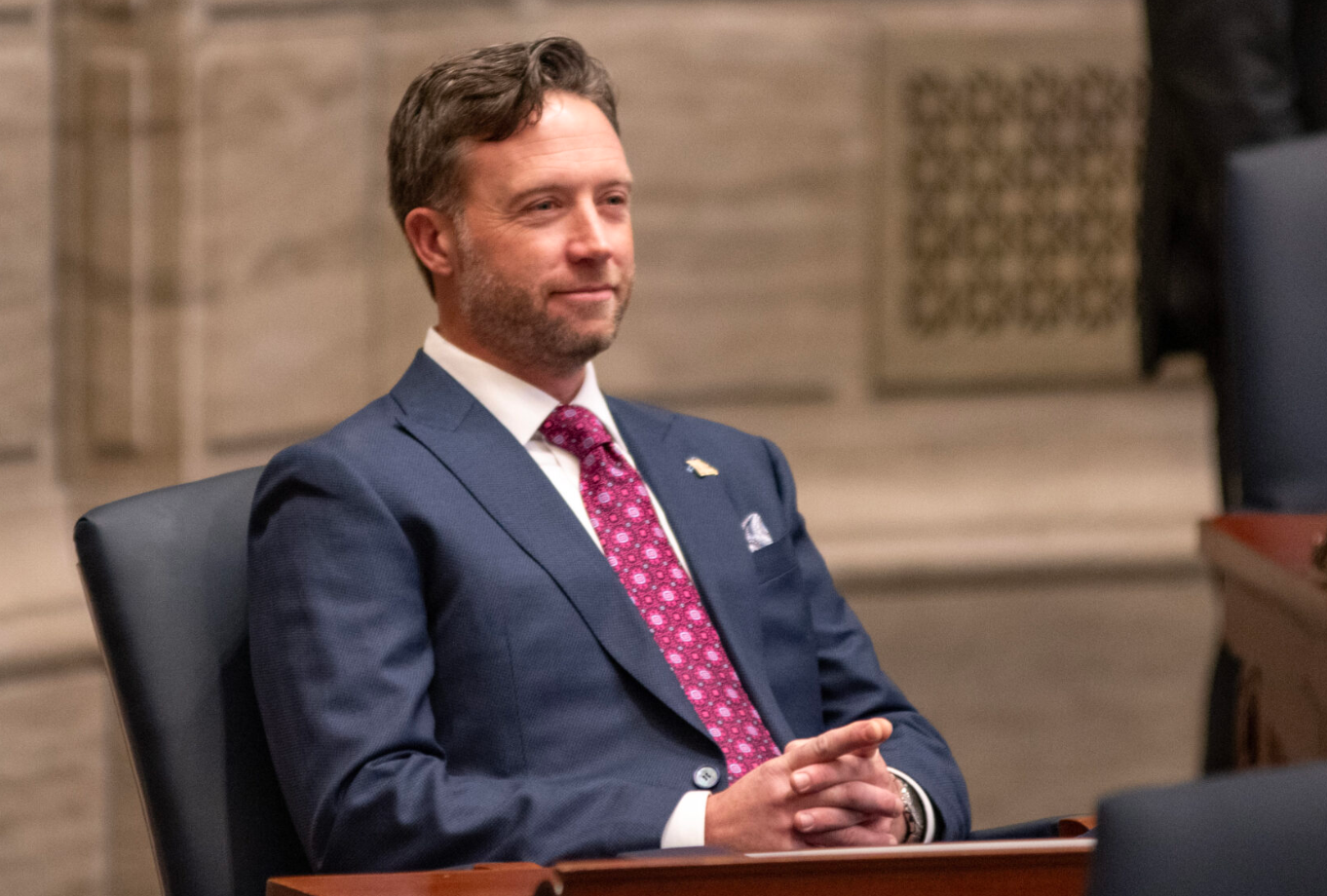 Sen. Lincoln Hough, R-Springfield, on the first day of the 2024 legislative session (Annelise Hanshaw/Missouri Independent).