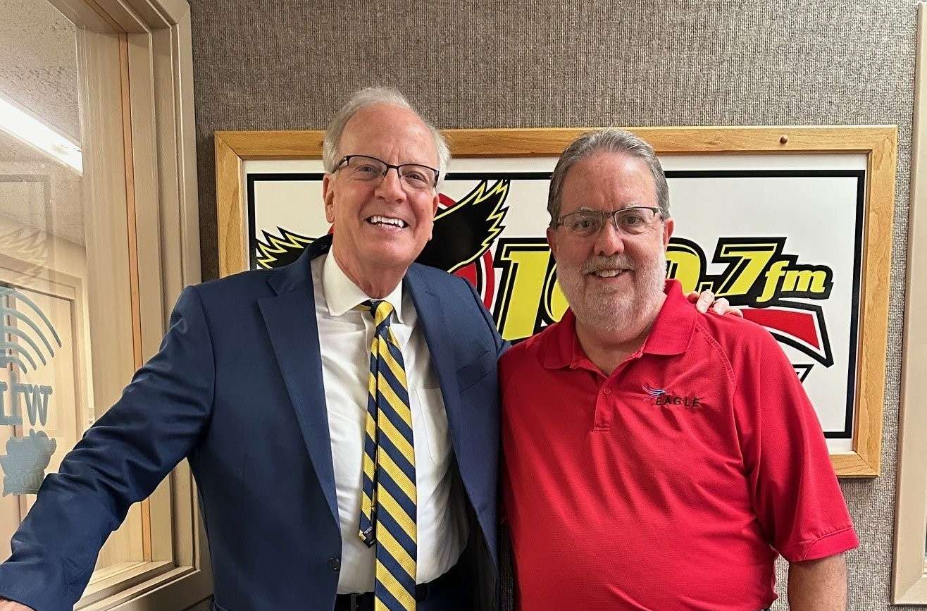 U.S. Senator Jerry Moran visited Great Bend on Friday, March 1, 2024 and visited with Eagle Radio's Scott Donovan before touring Barton Community College.