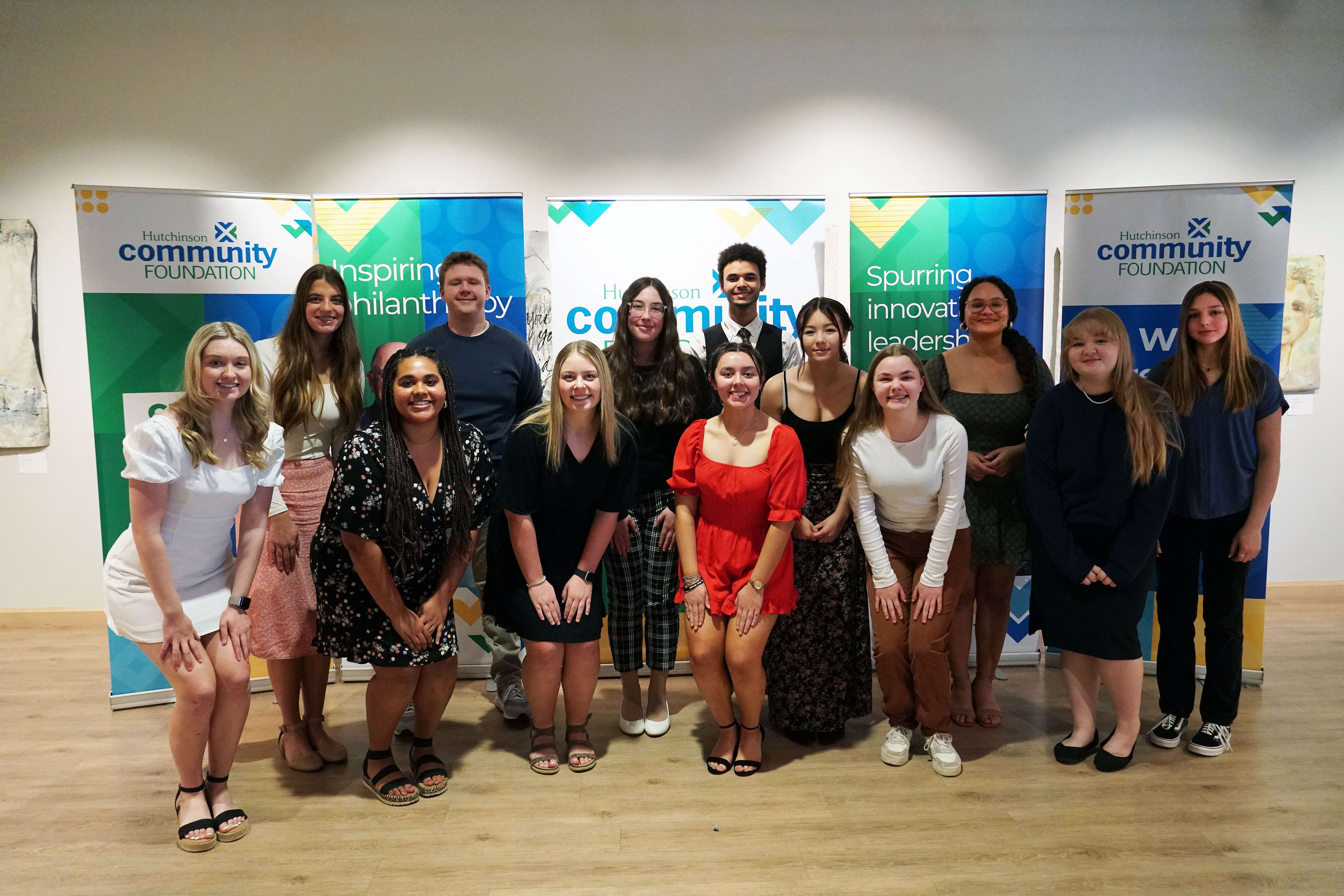 Hutchinson Community Foundation's 2023-2024 Youth Philanthropy Council members are, back row, from left, Libby Trumpp, Buhler High School; Tanner Weathers, Trinity Catholic High School; Ellie Foos, Hutchinson High School; Lee Harper and Kayla Rose, Haven High School; Mahleah Marshall-Guest, Hutchinson High School; and Aubrey Brown, Fairfield High School. Front row, from left, are Hollyn Neufeldt and Jaylee Harvey, Hutchinson High School; Claudia Taylor, Buhler High School; Mary Newboles, Trinity Catholic High School; Lucy Steen, Fairfield High School; and Haley McGill, Nickerson High School. Not pictured: Kaydence Hines, Hutchinson High School.