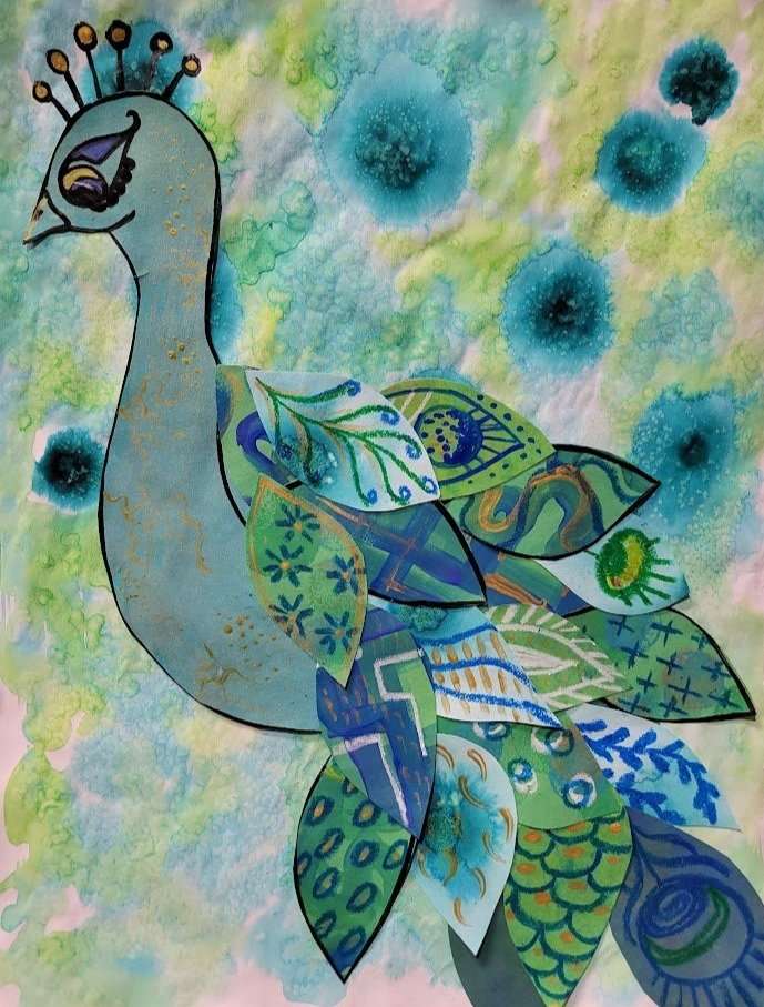 Peacock Collage Courtesy Hutchinson Art Center