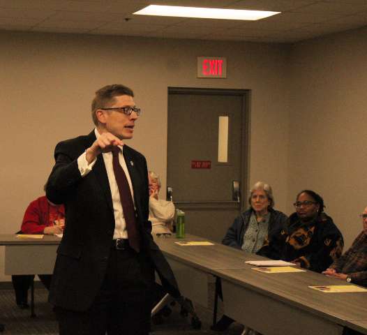 ACLU Kansas Director Micah Kubic was in Hutchinson March 7.