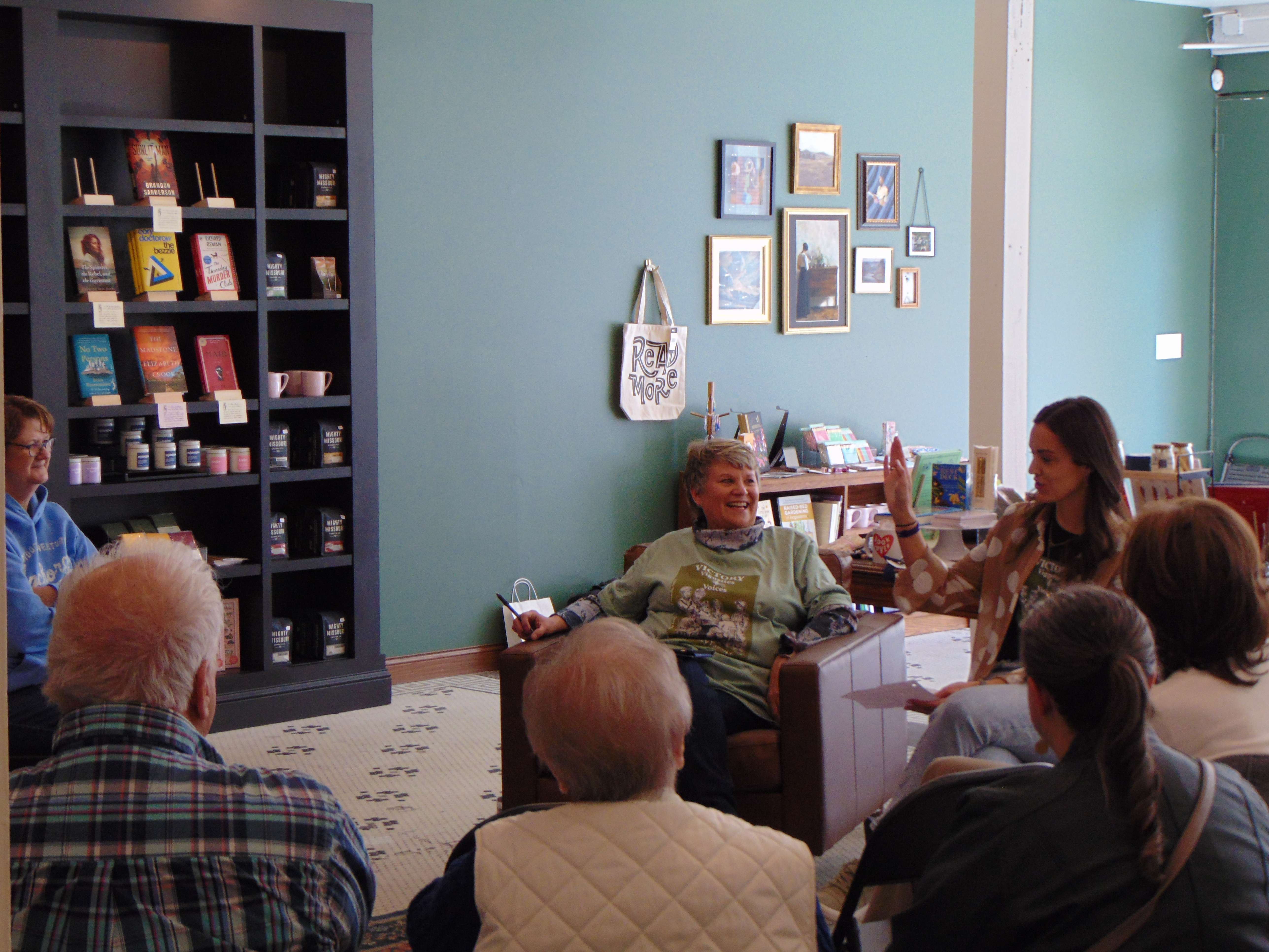 Kelsey Irwin interviews Fagan at the Story Collective/Photo by Brent Martin