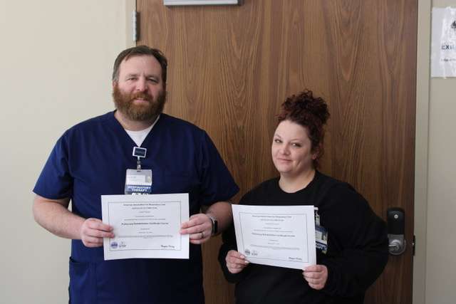 Dusty Thacker and Chantell Richmeier earn special certification for pulmonary rehabilitation.