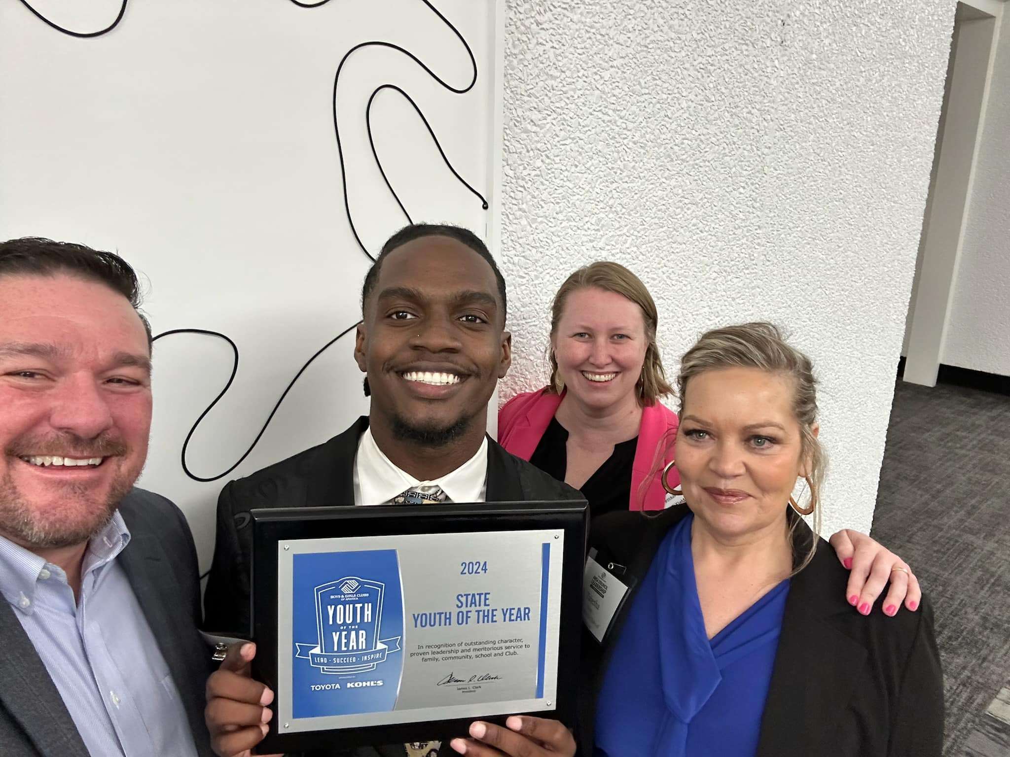 Zion Burgess won the 2024 Kansas Youth of the Year title. Photo Courtesy Boys and Girls Club of Hutchinson.