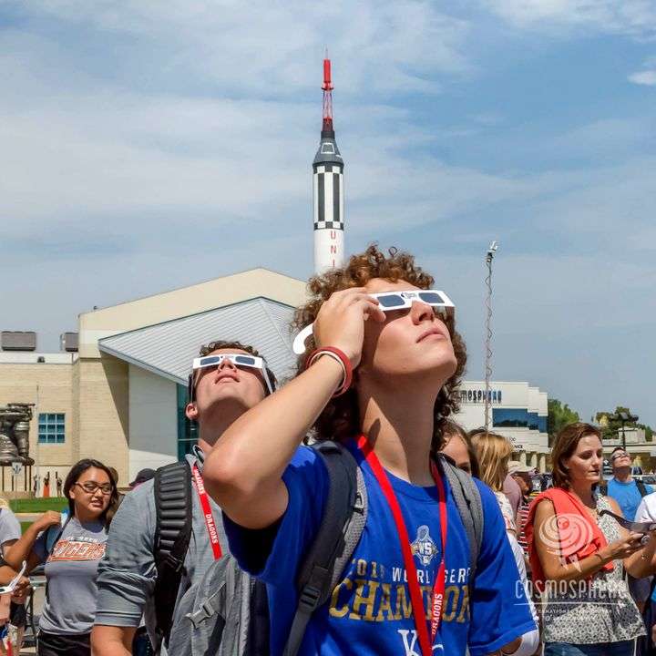 Patrons enjoy partial eclipse at Cosmosphere in 2017. Photo Courtesy Cosmosphere.