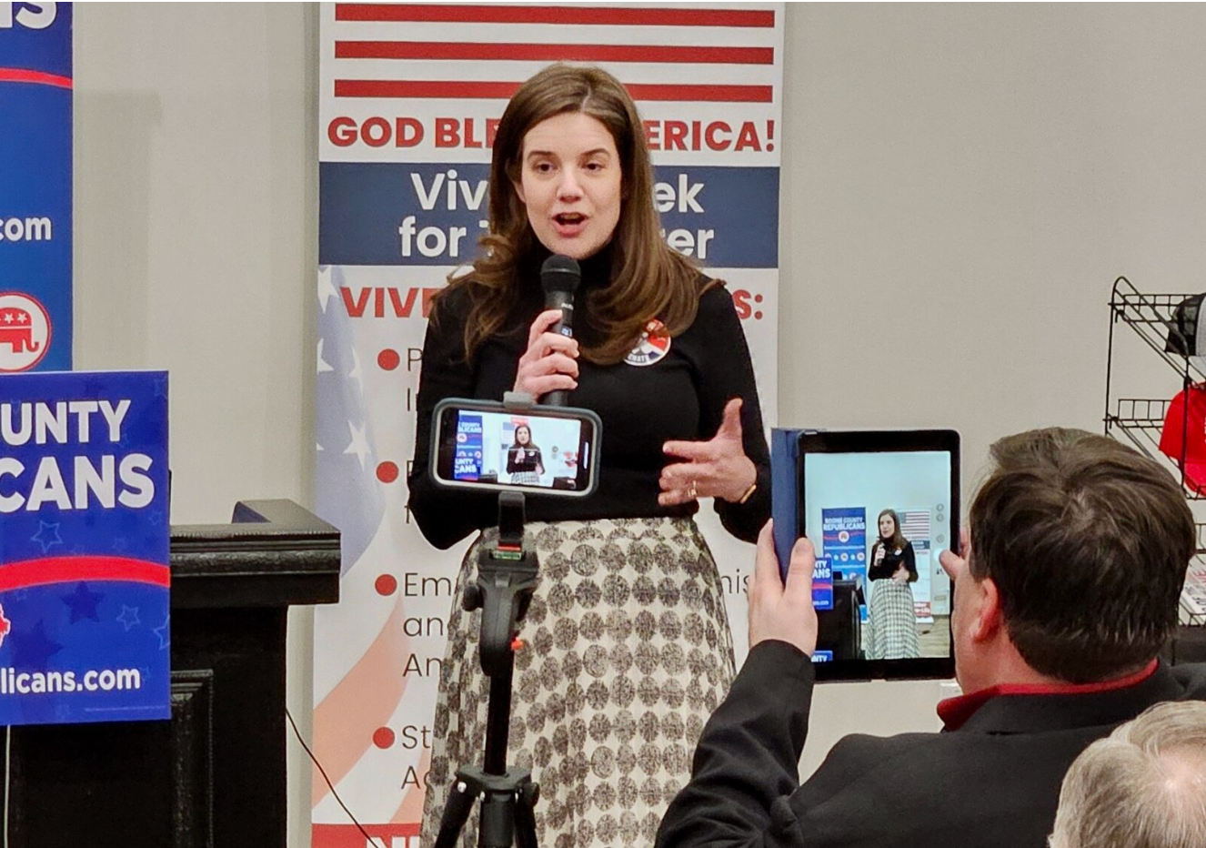 State Sen. Mary Elizabeth Coleman of Arnold, speaks Feb. 29 at the Boone County Republican Lincoln Days dinner in Columbia (Rudi Keller/Missouri Independent).