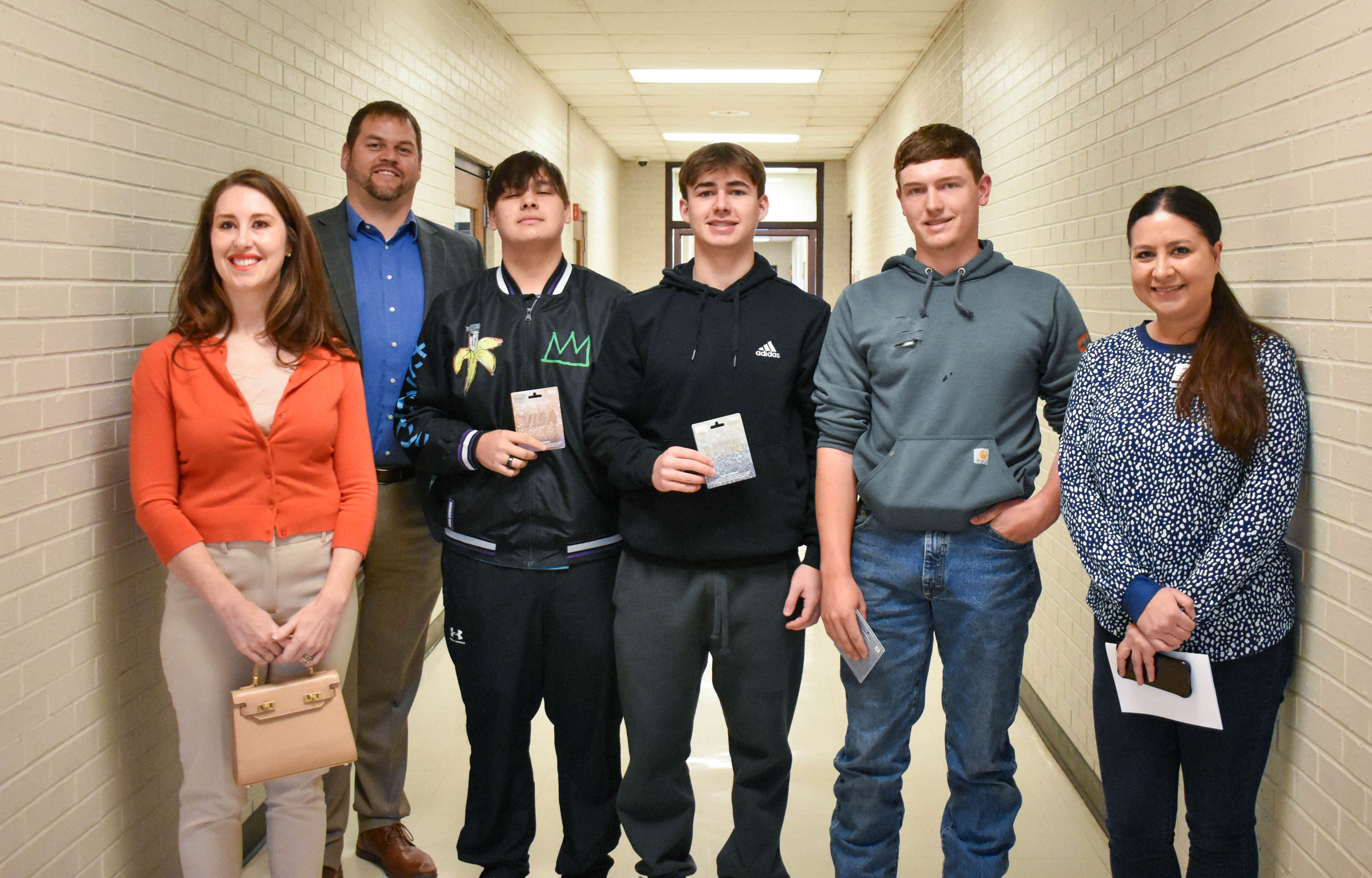 Matt &amp; Dena Hiss of Legacy Financial Solutions visited GBHS to present Visa gift cards to the 2024 Investment Challenge Winners. Right to left, 3rd place, Griffin King, 2nd place, Thomas Armatys, and 1st place, Caden Guesnier. Joined by Lacy Wolters, GBHS ACT &amp; Career Coordinator.