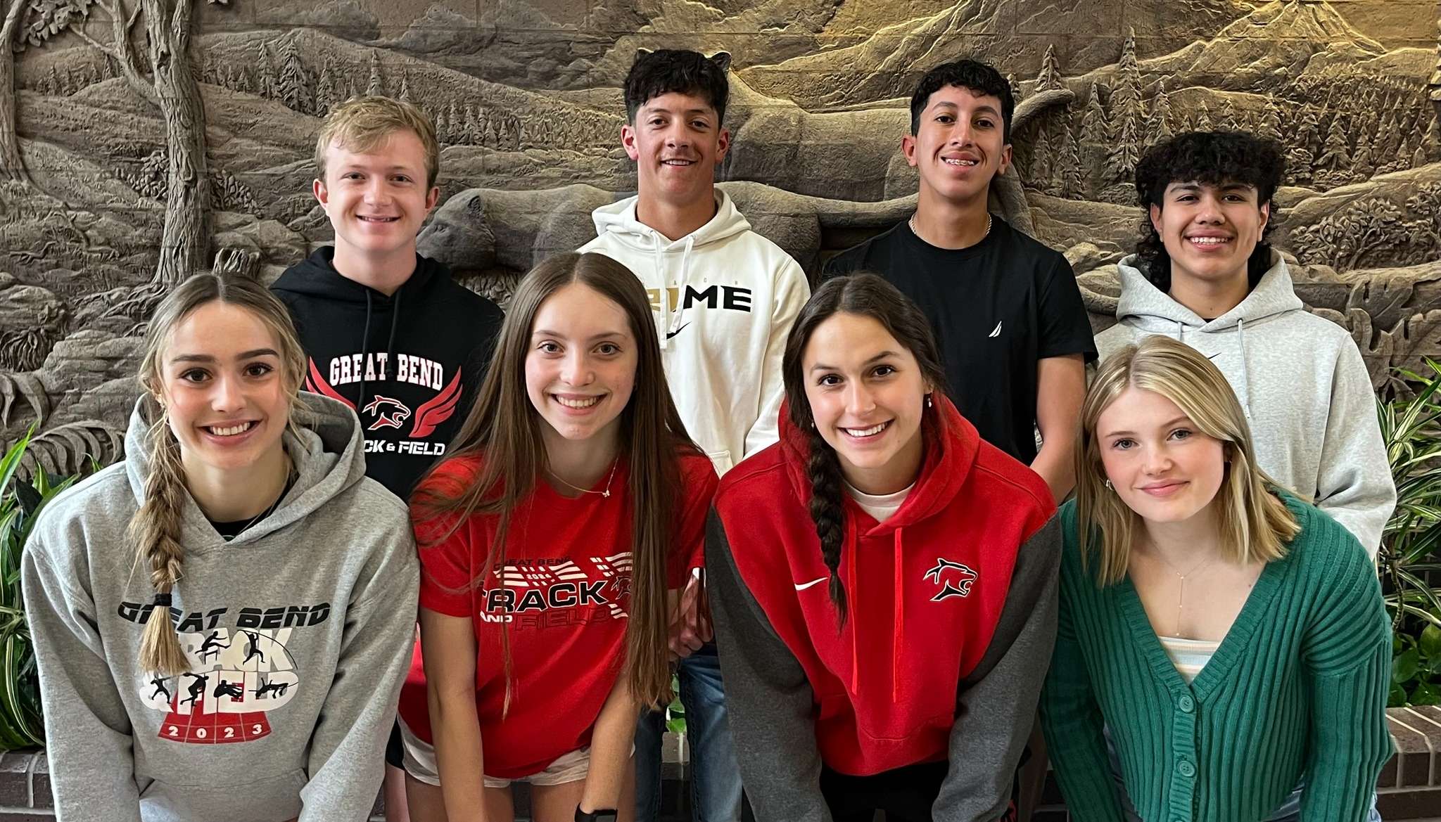 Front row: Makenzie Premer, Brooklyn Ramsey, Mersadie Spray and Katelyn Mermis<br>Back row: Braylon Moore, Kaden Deines, Pedro Enriquez and Diego Sanchez