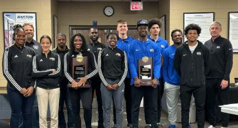 Members of the Barton Community College women's track and field and men's basketball teams were recognized by the Barton Board of Trustees on Tuesday, April 9, 2024 for winning recent national championships.