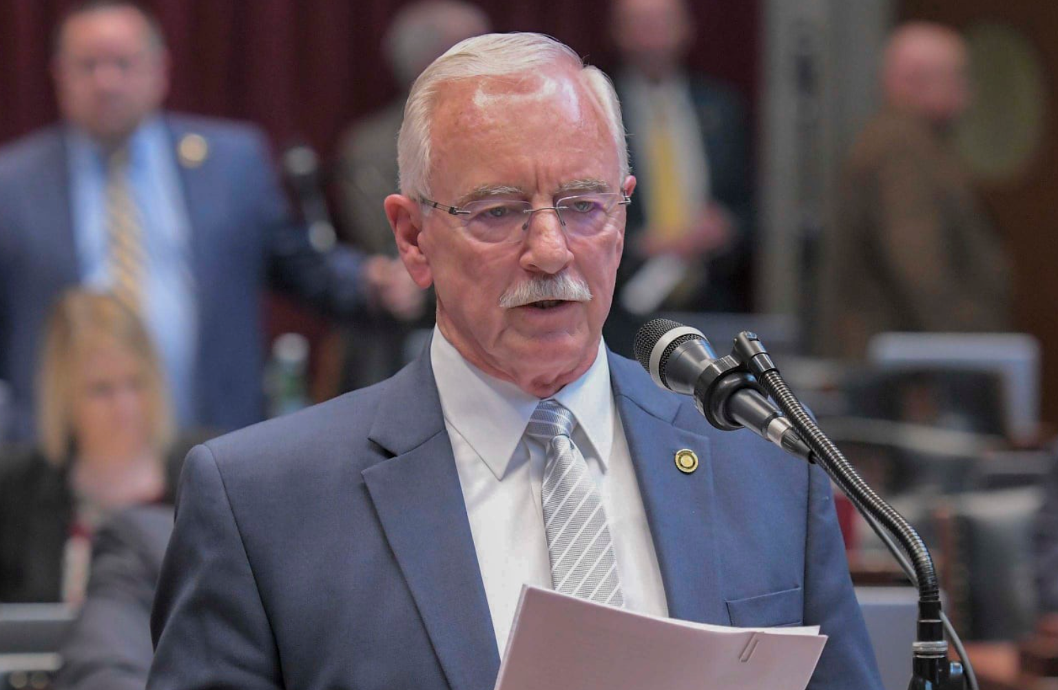  State Rep. Lane Roberts, R-Joplin, speaks on the House floor during the 2022 session (Tim Bommel/Missouri House Communications).