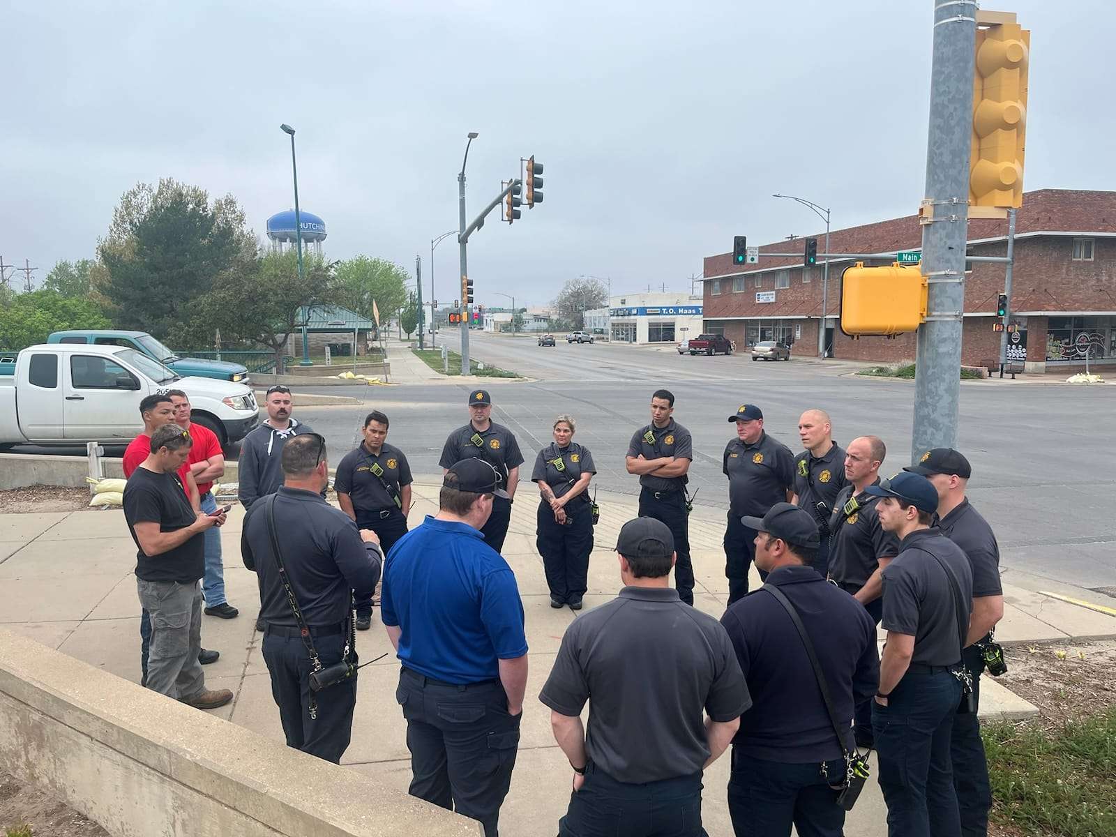 Hutch Firefighters commemorate the Line of Duty Death of James O'Loughlin on April 15, 1913 at the corner of Main and Avenue A. Photo Courtesy Hutchinson Fire Department.