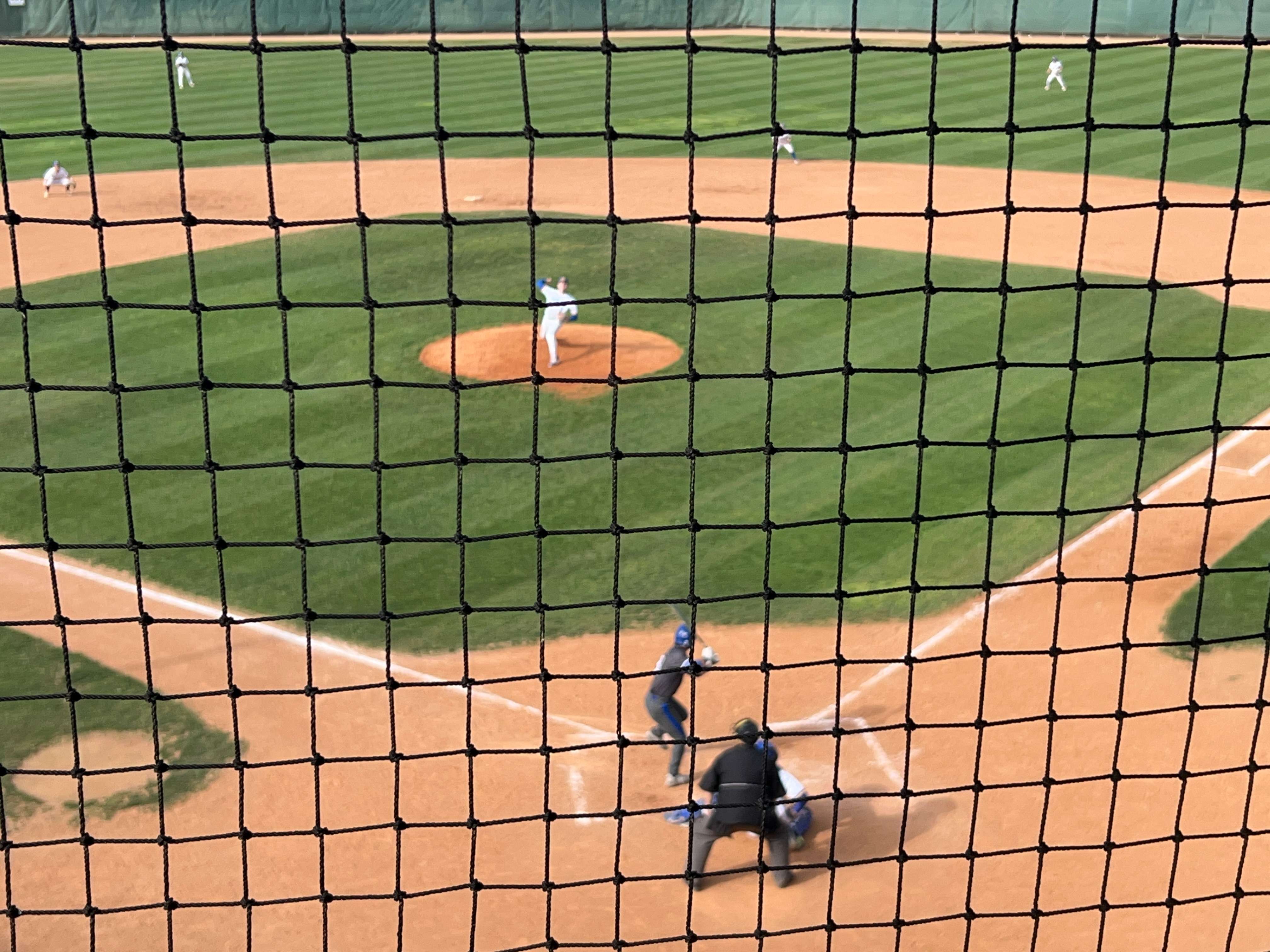 Hutchinson junior Jack Davis delivers a pitch in game one of the doubleheader against Goddard on Friday, April 19, 2024 at Hobart-Detter Field. (Hutch Post Photo/Sean Boston)