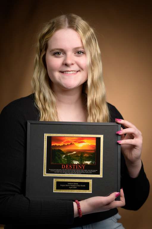Aubree Quast of Clarks, Nebraska, is the Project Strive/TRiO Student of the Month for April 2024. (Photo by Daniel Binkard/Chadron State College)