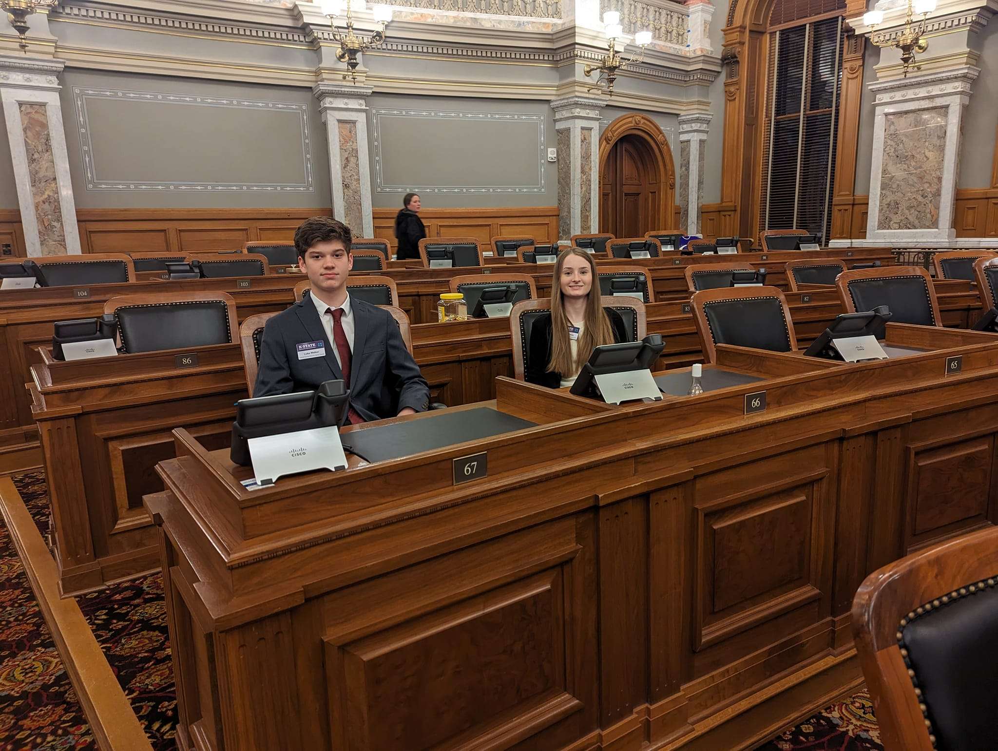 Luke Walker and  Jaelyn Gates take part in Citizenship In Action at the Capitol in Topeka.