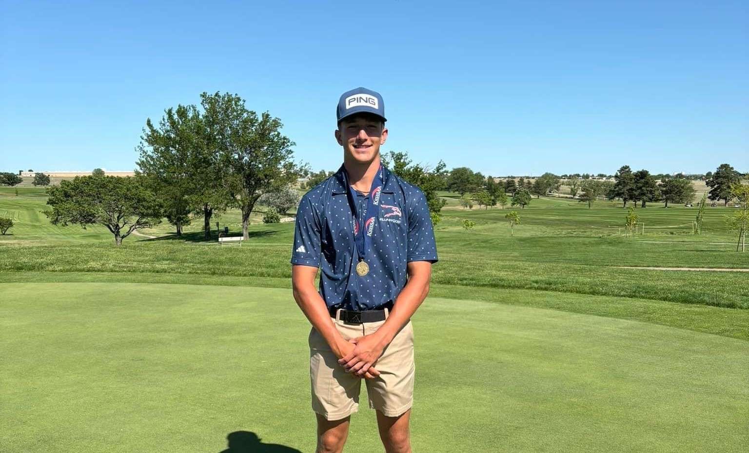 Ellinwood senior Drew Heinz, a two-time golf state runner-up, beat the 2024 Class 2A field in Dodge City by five strokes on day one and three strokes on day two to claim his first state title by eight strokes.&nbsp;