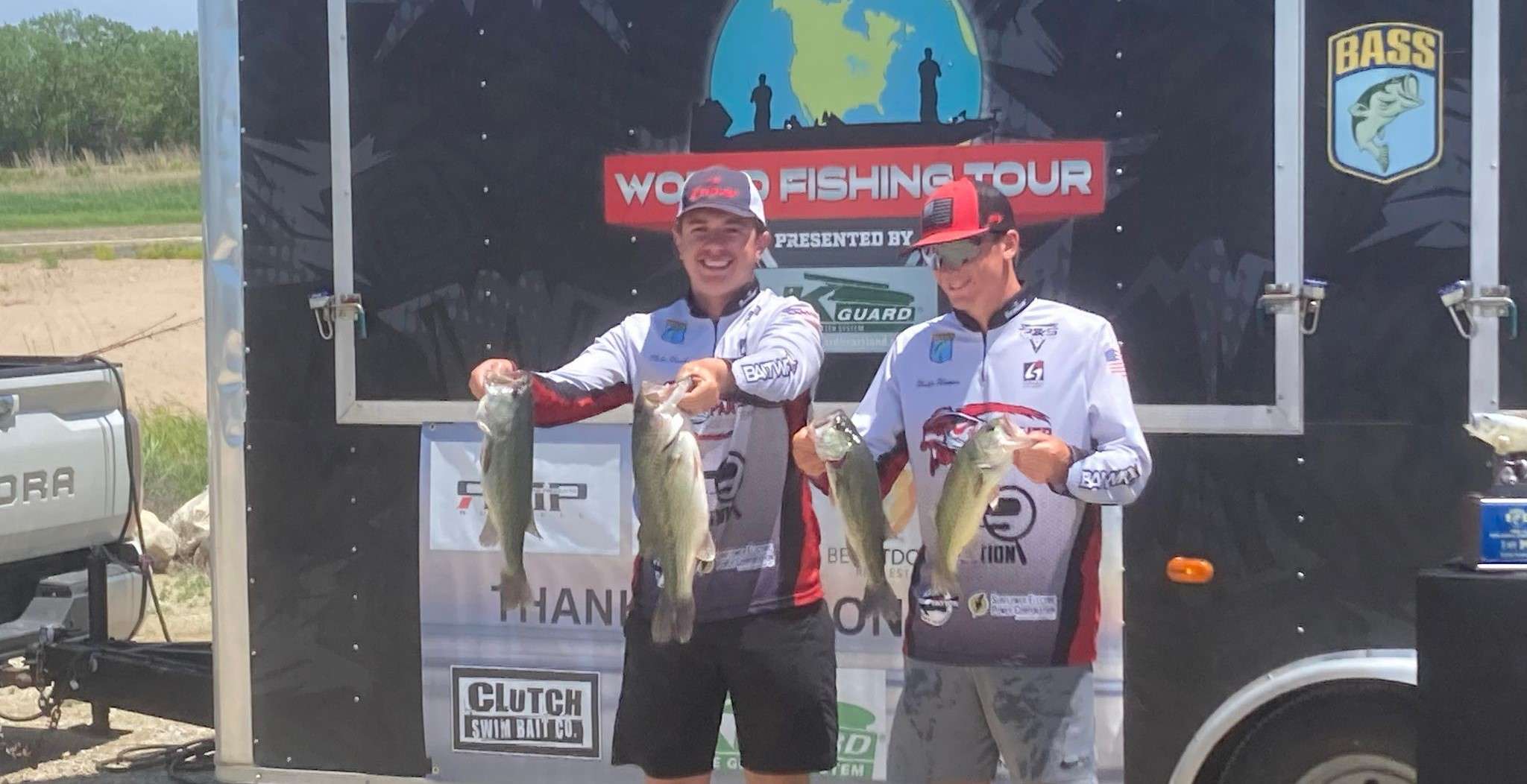 Great Bend High School's Blake Streck and Hunter Herrman recently finished fourth at the state fishing tournament at Cedar Bluff to miss a spot in the national tournament by just one placing.