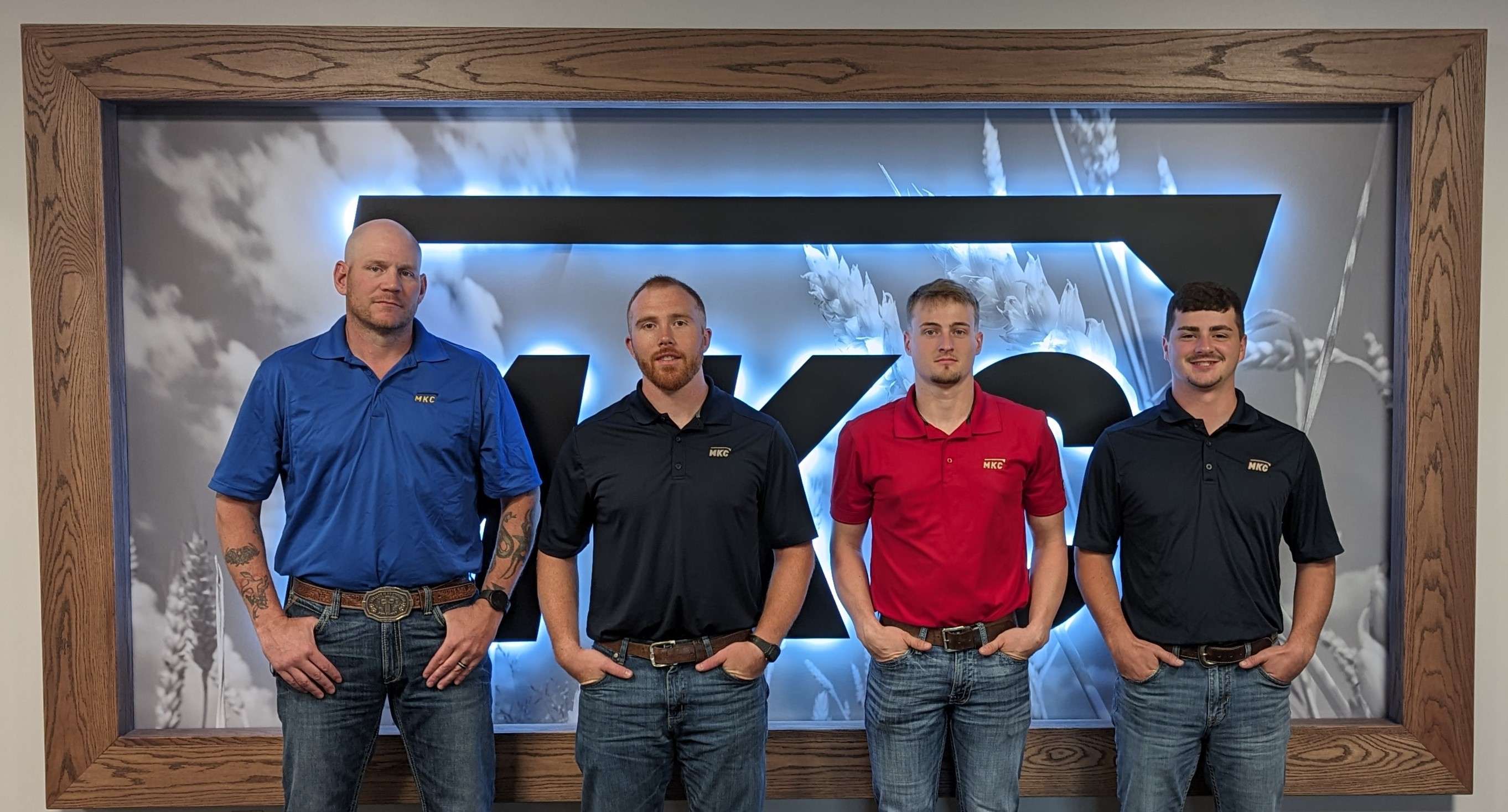 Mid-Kansas Cooperative recently hired five leadership development apprentices through Kansas Farm Bureau's Rural Kansas Apprenticeship Program. They are (from left) Anthony Redar, Kyle Sherwood, Tristen Burger and Matt Pauly. Not pictured is Mark Perry.