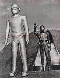 Picture of Gort, the robot featured in the film "The Day the Earth Stood Still." B&B Metal Arts in Hoisington is creating a life-size duplicate of Gort for the Geneseo City Museum.