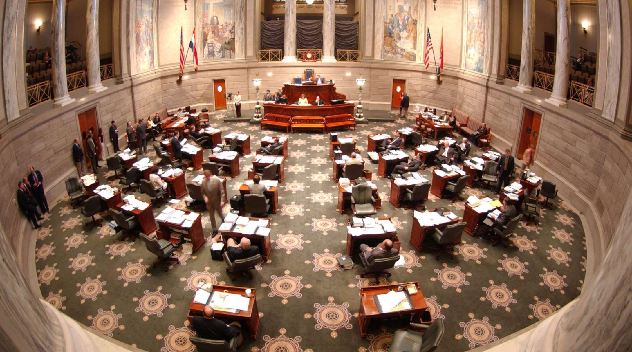  A view of the Missouri Senate chamber from the visitors gallery (photo courtesy of the Missouri Senate).