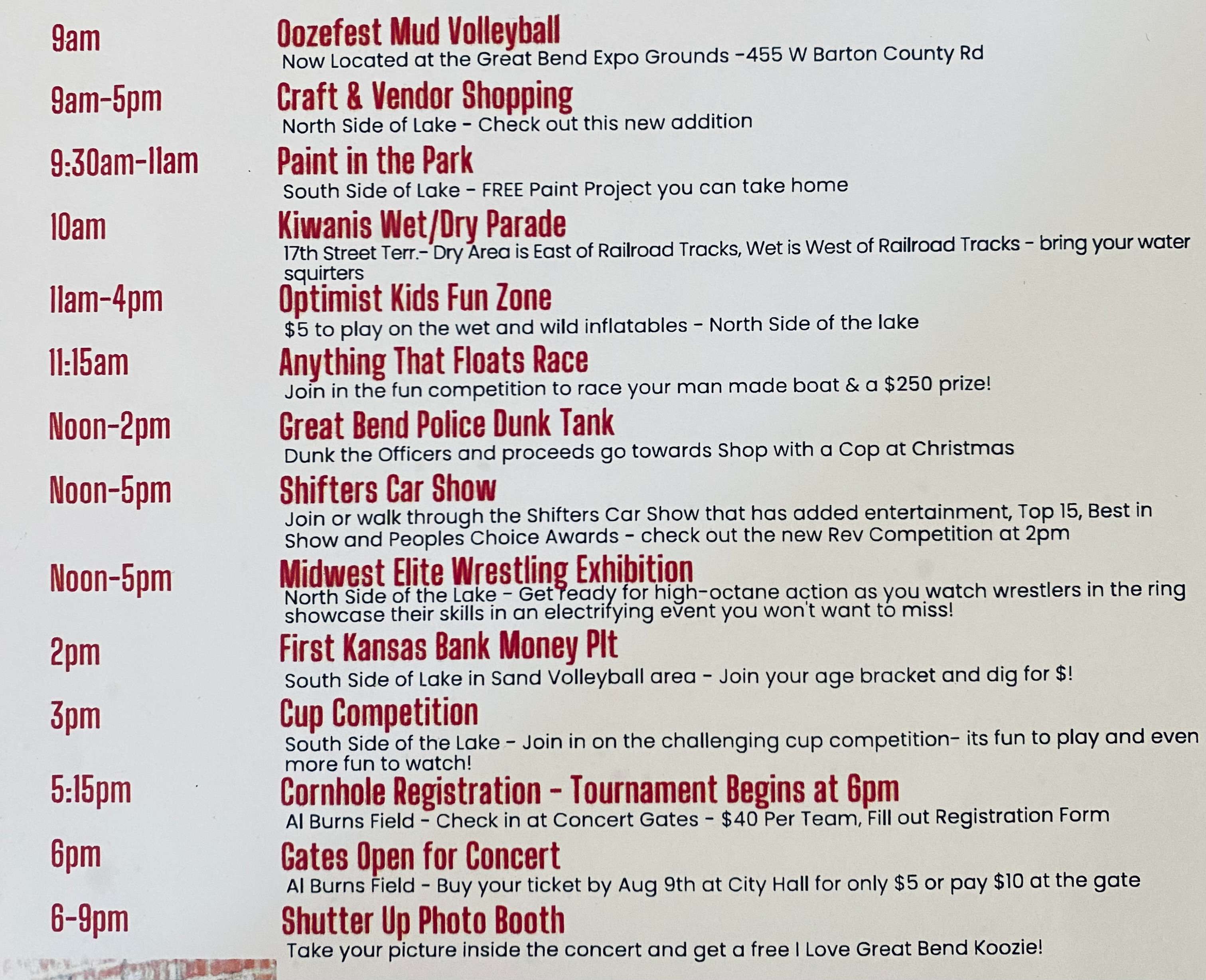 2024 Party in the Park schedule