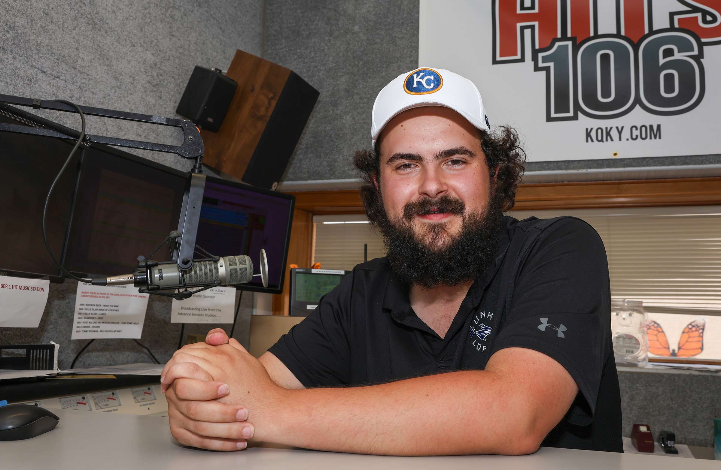 Alex Hammeke works for NRG Media in central Nebraska as a midday host, afternoon personality and play-by-play announcer. “Basically, if you were to turn on any radio station in town, wait five minutes and you might hear me.” (Photo by Erika Pritchard, UNK Communications)