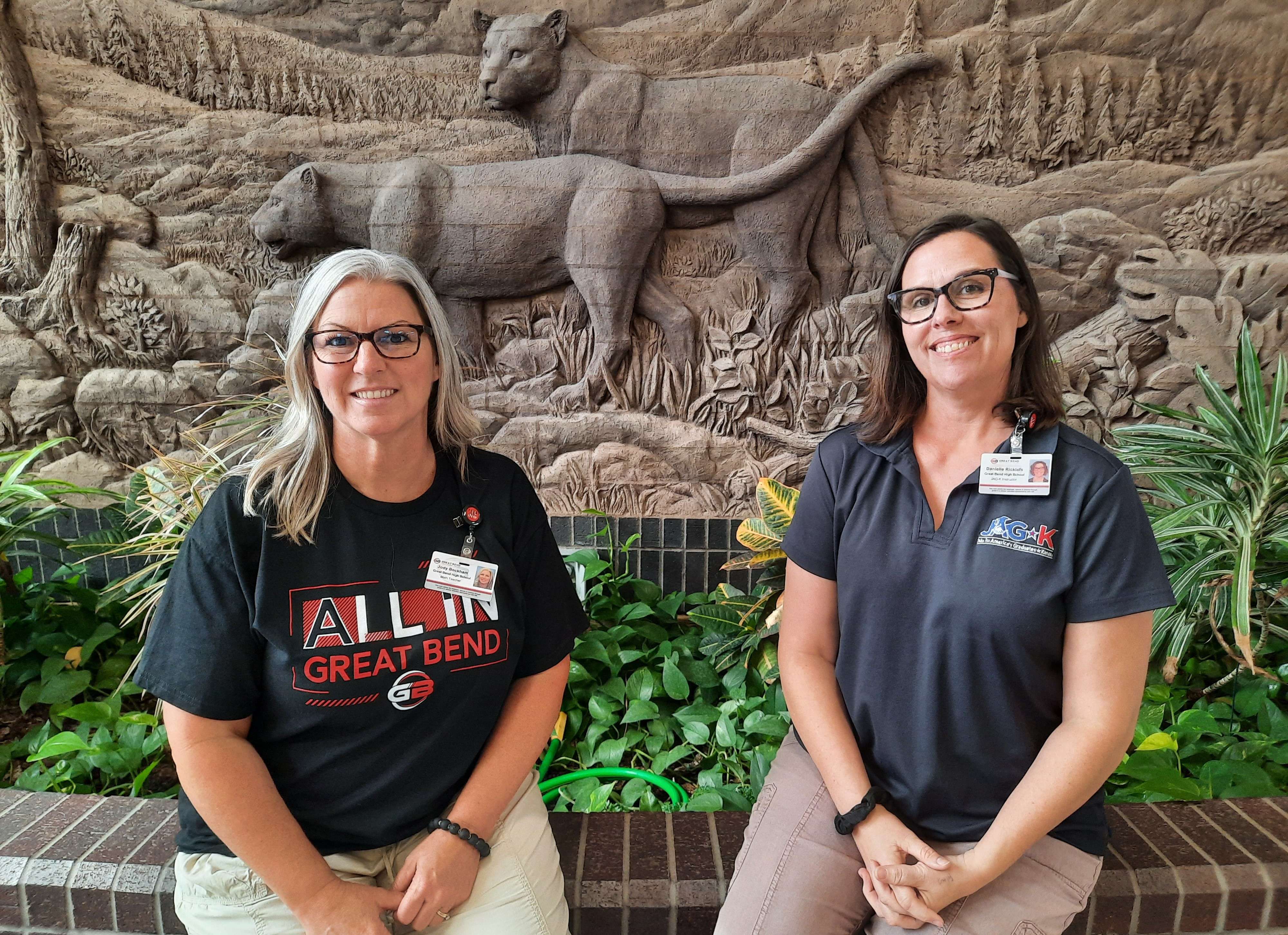 Great Bend High School Algebra I and Geometry Teacher Jody Beckham (left) and Jag-K Instructor Danielle Ricklefs
