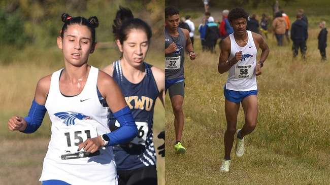 Laura Avila (left) and Leo LeGrand (right) are two of five overall returning runners for the 2024 Blue Dragon Cross Country teams, which open the season Friday with the Terry Masterson Twilight Classic.