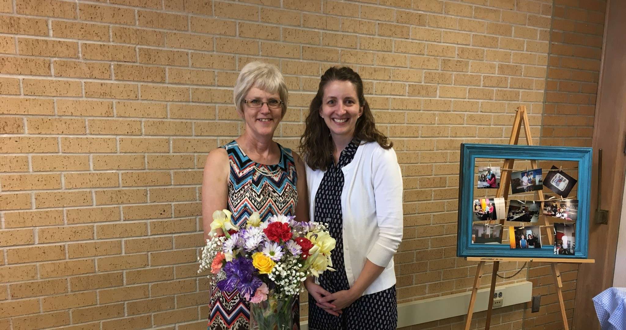 The late Kerri Batman (left) and Cara Negaard at Batman's retirement reception at Great Bend High School in 2017. A memorial for Batman raised more than $11,000 for the school's Family and Consumer Sciences department.