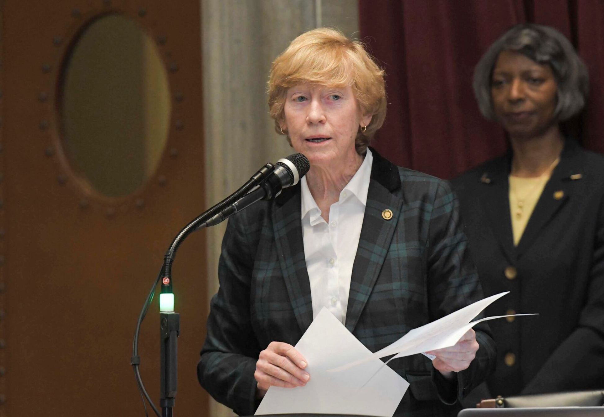  State Rep. Deb Lavender, D-Manchester, speaks during debate on March 1, 2023, in the Missouri House (Tim Bommel/Missouri House Communications).