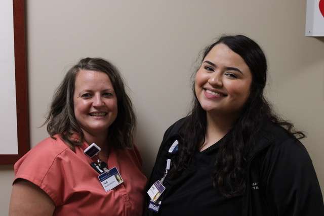 Jackie Guzman, right, recently earned her certification in computed tomography to enhance her skills in performing CT scans at Pawnee Valley Community Hospital. Julie Robben, PVCH Director of Imaging, left, said this accomplishment demonstrates Guzman’s dedication to her patients.
