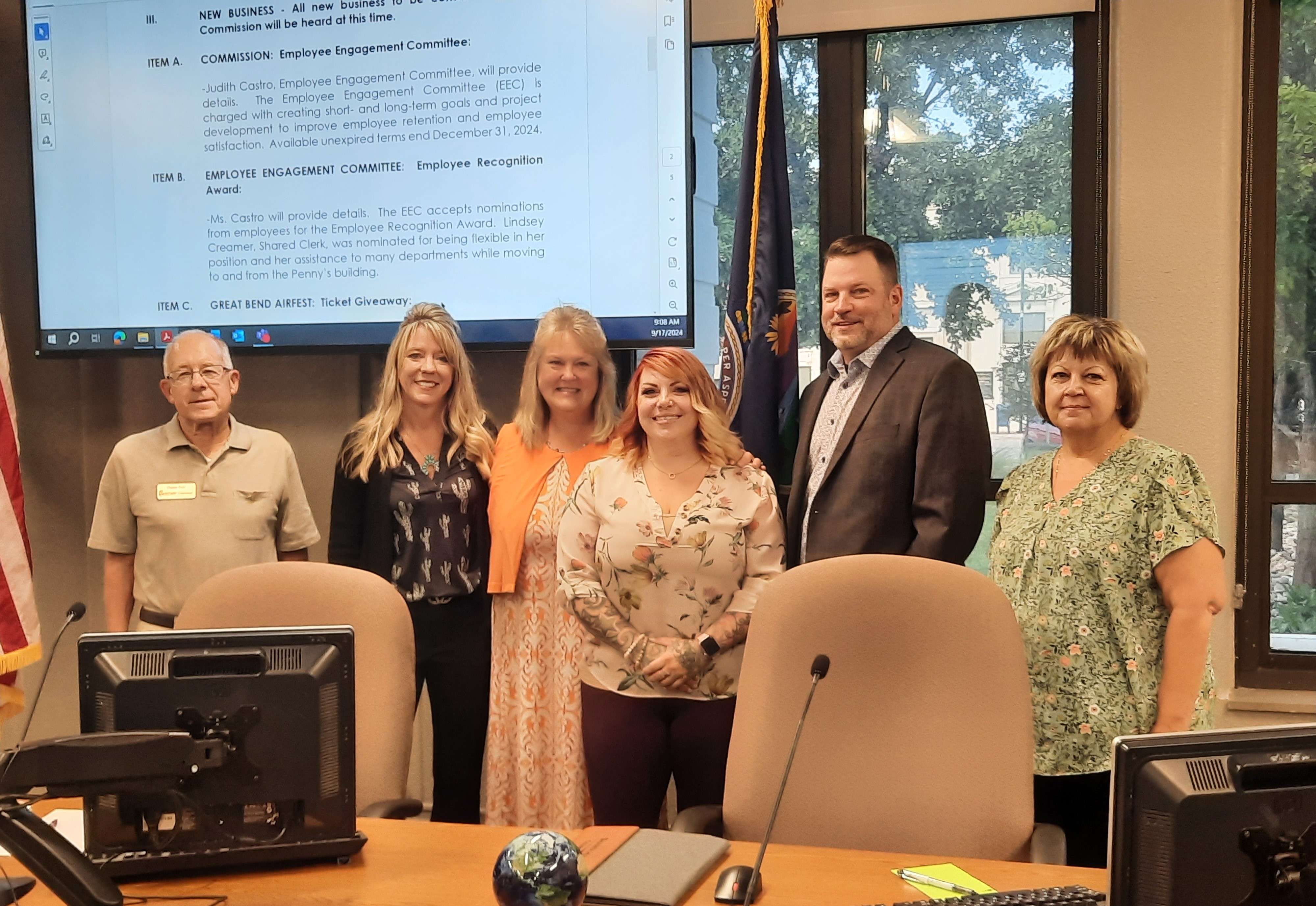 The Barton County Commission honored Lindsey Creamer, a shared clerk in county offices, as Employee of the Quarter during Tuesday's meeting.