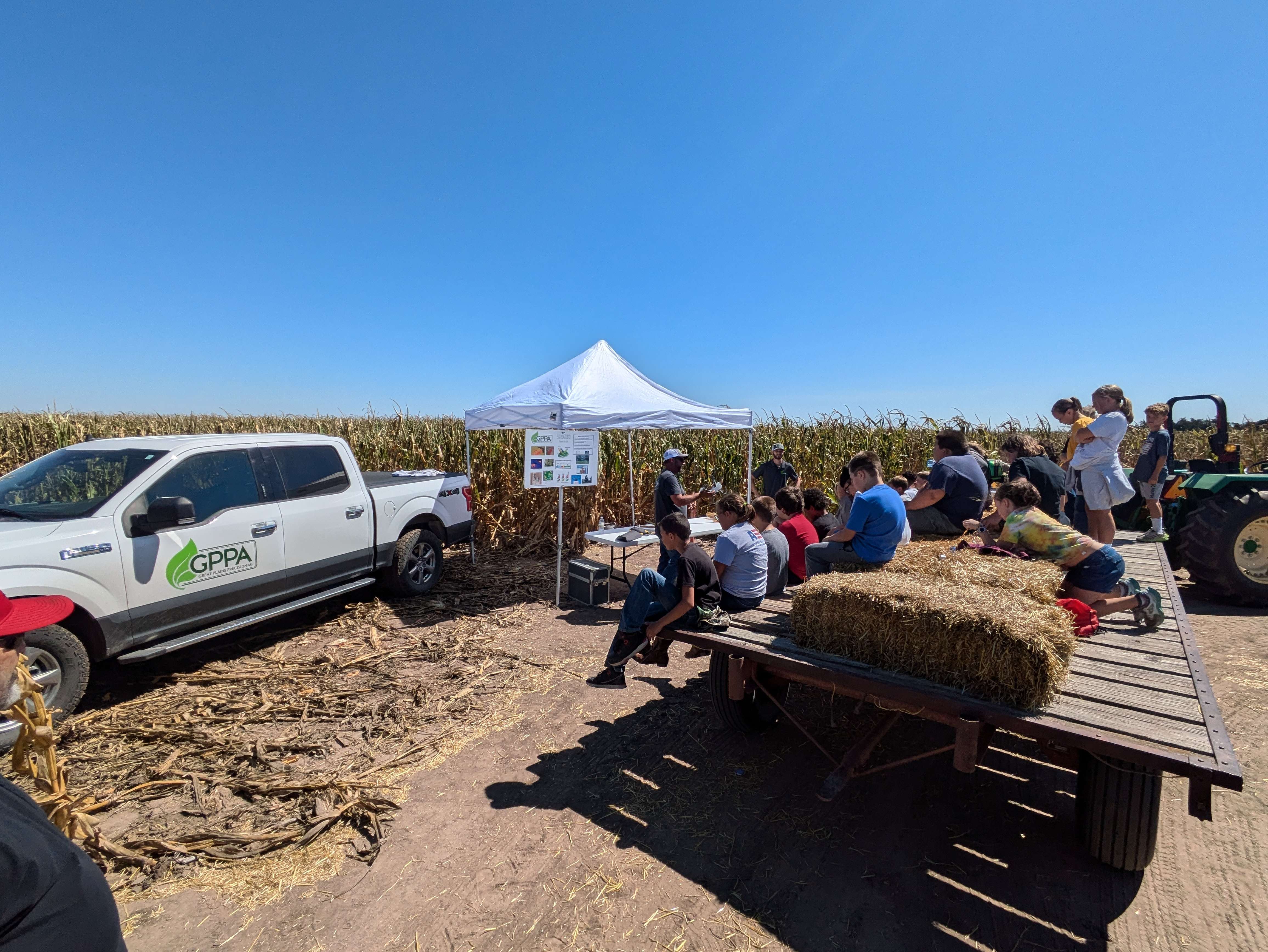 Fourth graders learn about technology and drone use in agriculture.