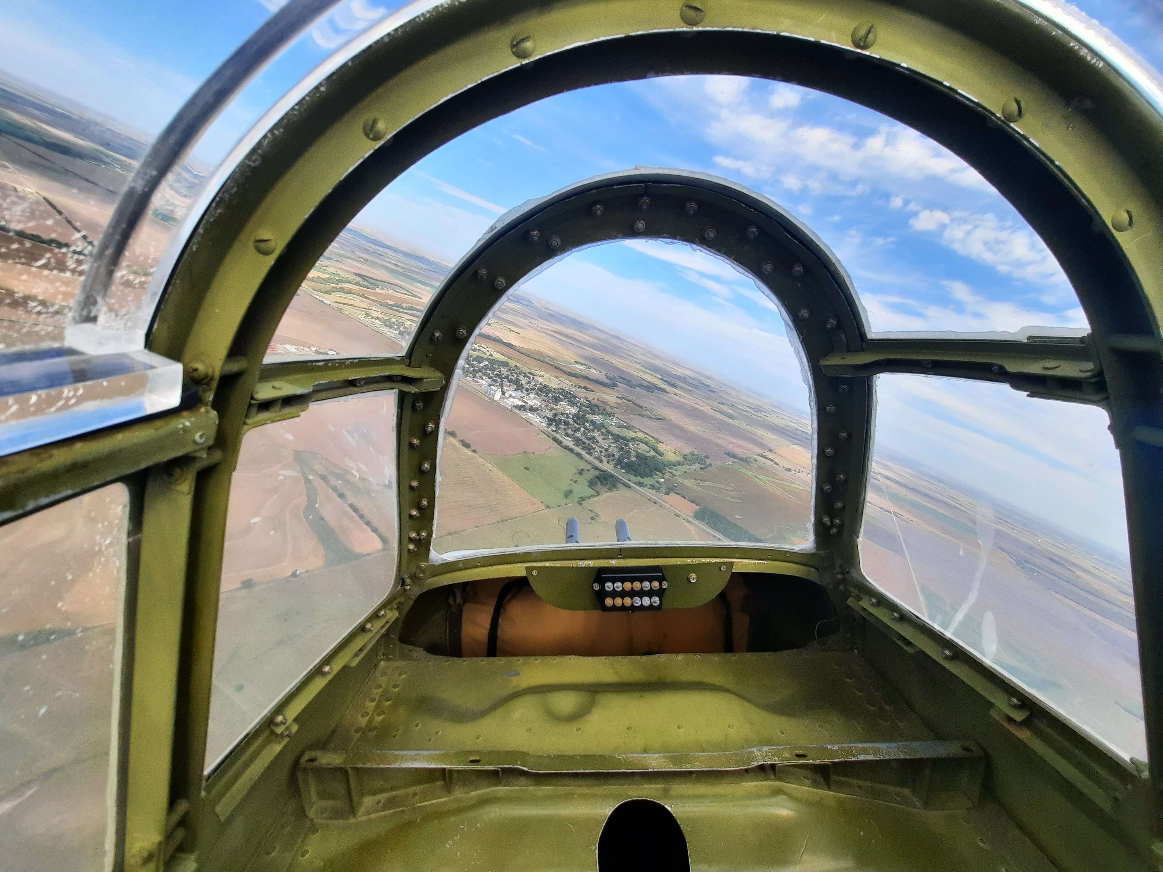 Riders in the back of "Maid in the Shade" got a unique view from the tail gunner's spot.