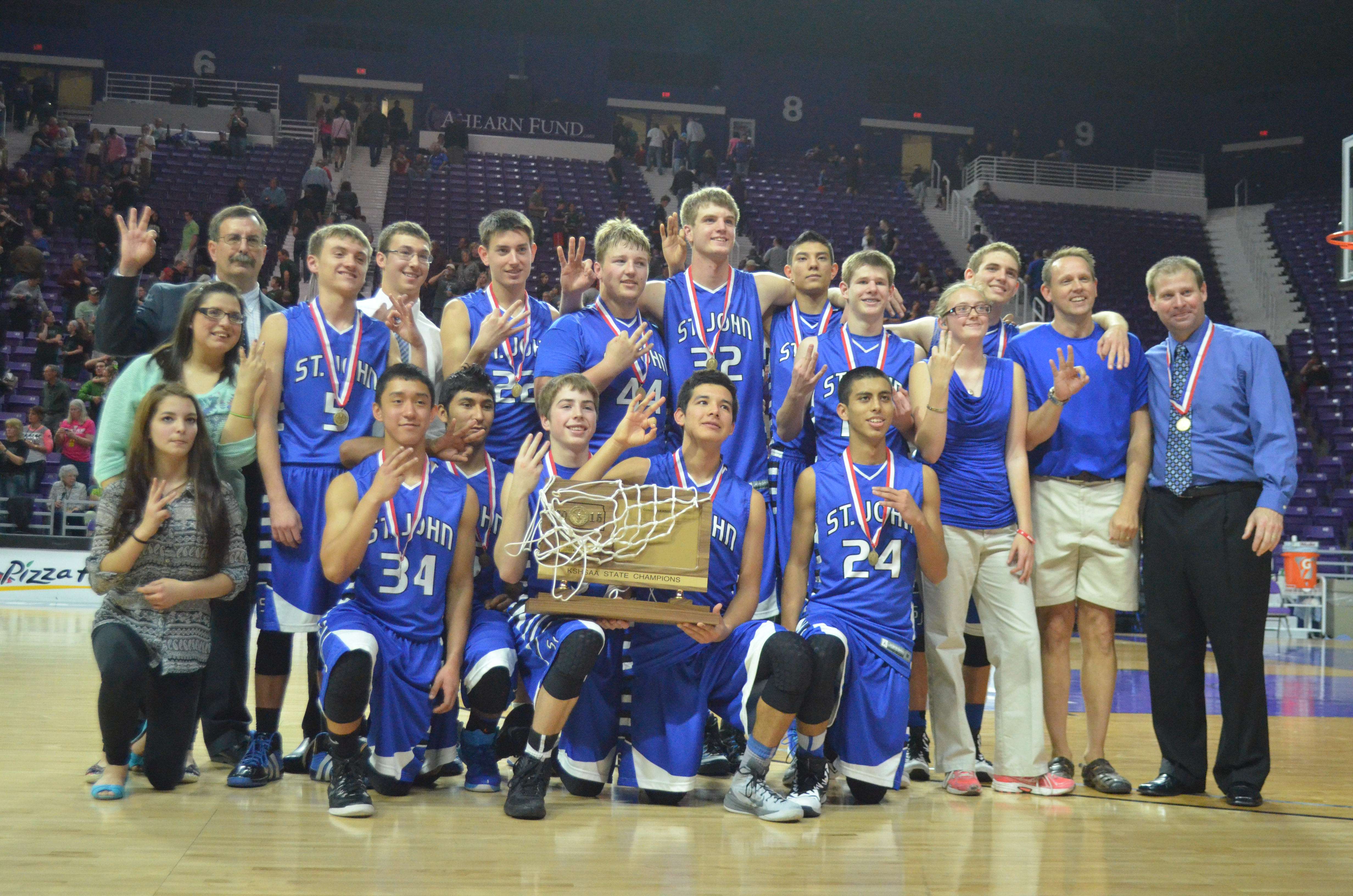 St. John celebrated a third-straight title with the Class 2A championship in 2015.