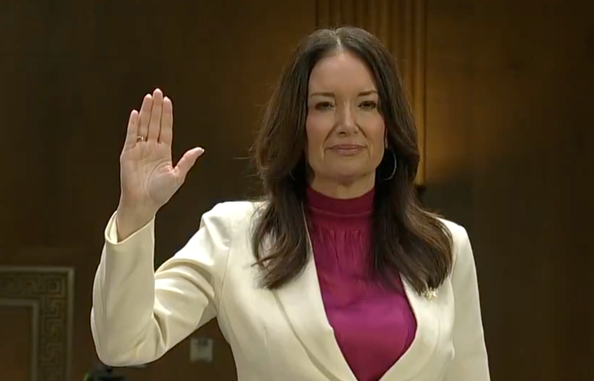 Brooke Rollins during her confirmation hearing -image courtesy CSPAN