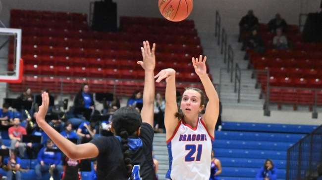 Brynne Katcher and the No. 5-ranked Blue Dragon women's basketball team play host to Fort Hays Tech Northwest at 2 p.m. Saturday at the Sports Arena. (Andrew Carpenter/Digital Fox Photography)