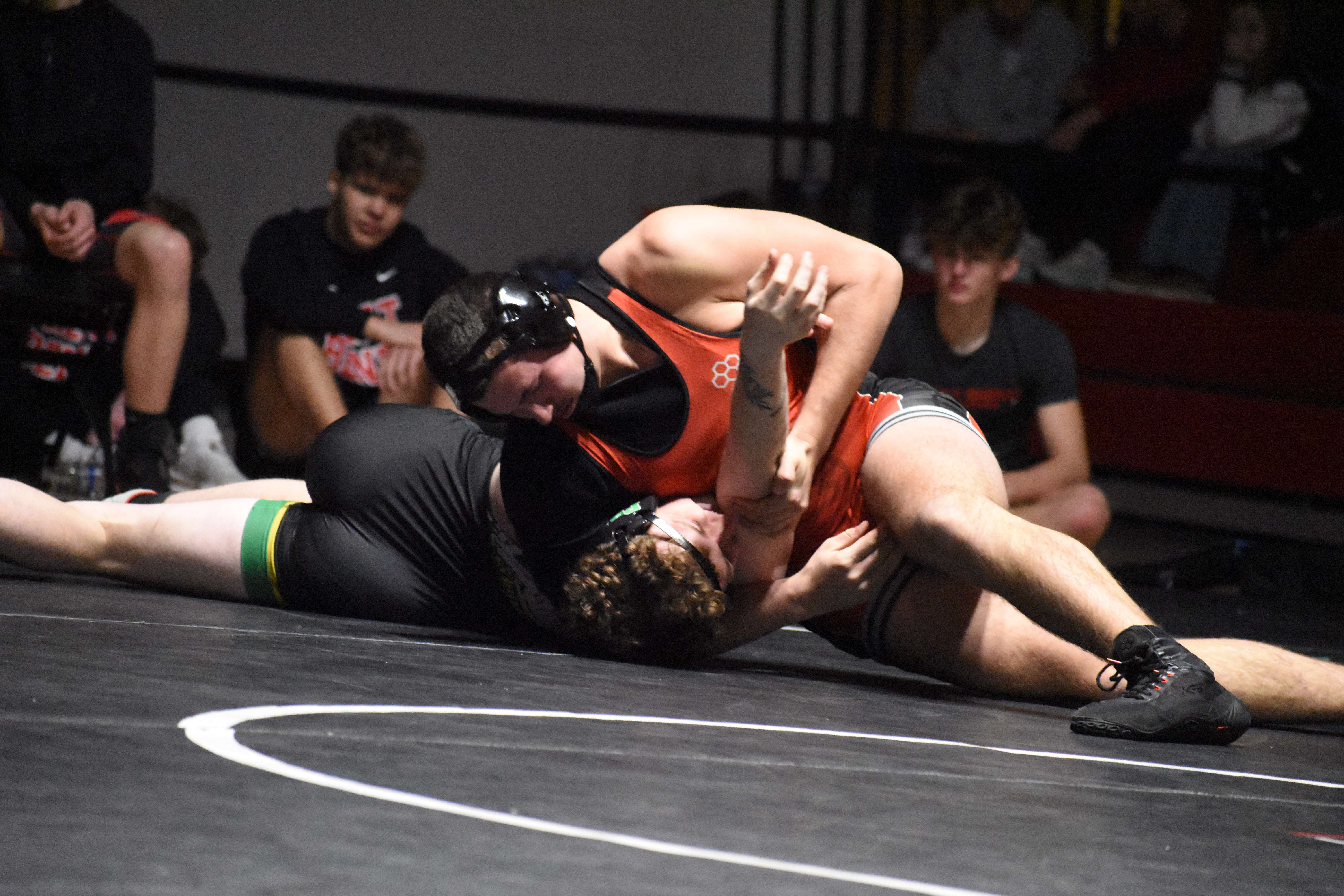 Trenton Kern against Pratt earlier this season. Tuesday night, Kern pinned second-ranked David Holguin of Garden City.