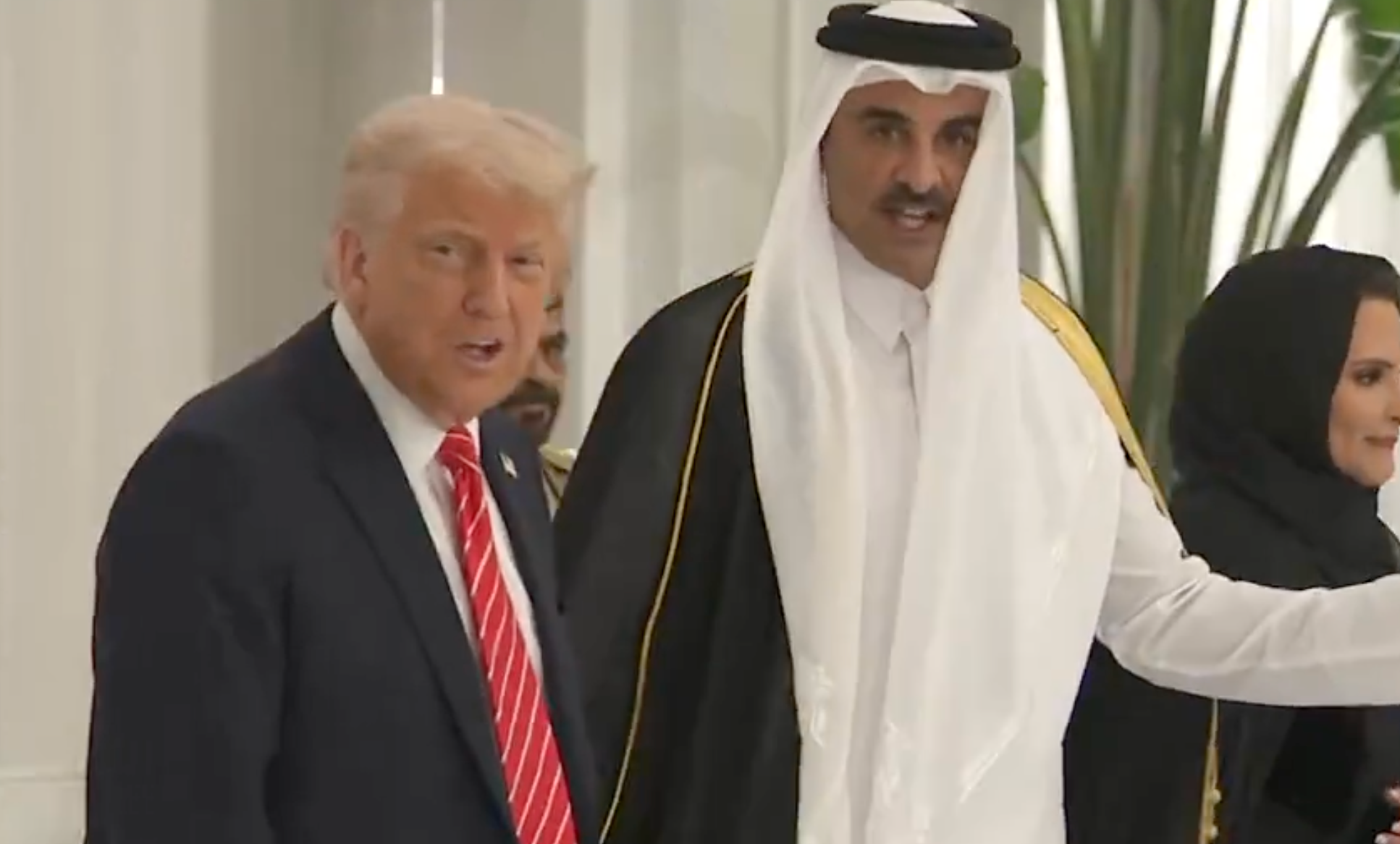 President Trump arrives and greets at Lusail Palace in Doha Qatar in May-image courtesy White House