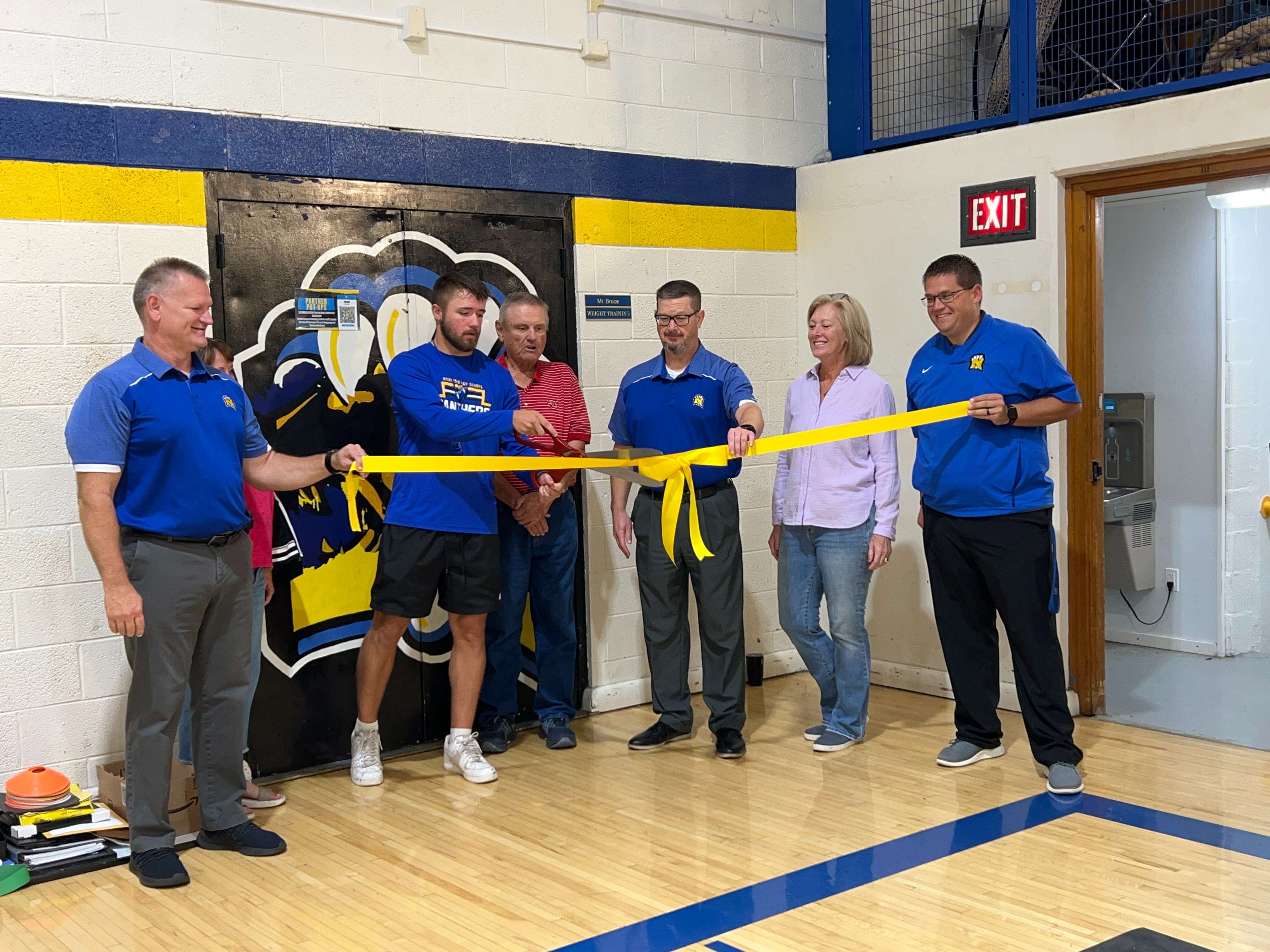 Nickerson High School showcased its new weight room during a ribbon-cutting ceremony on Thursday, Oct. 2, 2025. The renovated facility features updated equipment and school branding to support student-athletes. (Hutch Post Photo/Sean Boston)