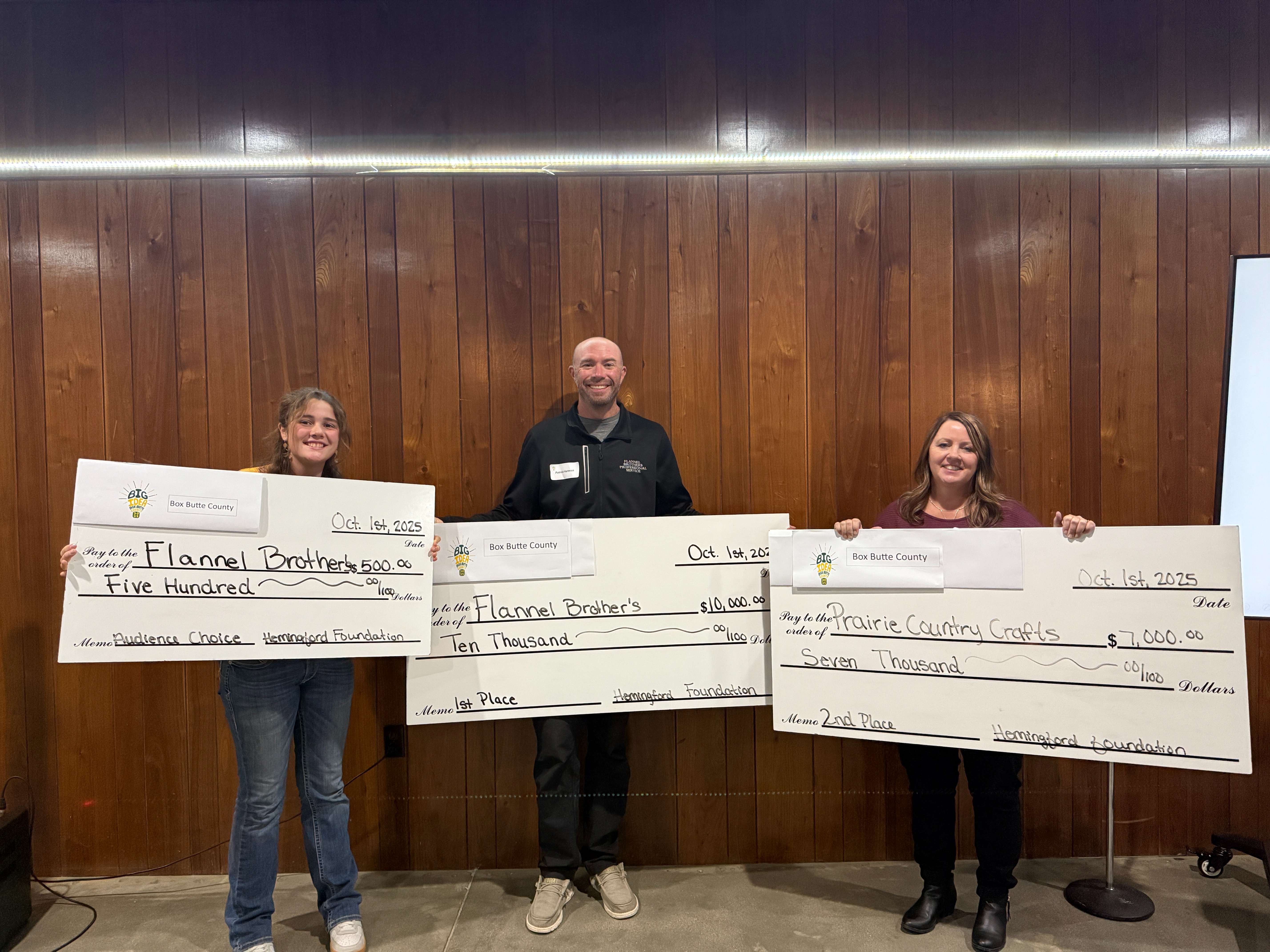 Patrick Hartman and Heather Edwards, 2025 Box Butte County Big Idea event prize money winners. Photo credit Jake Schrantz/Eagle Media.