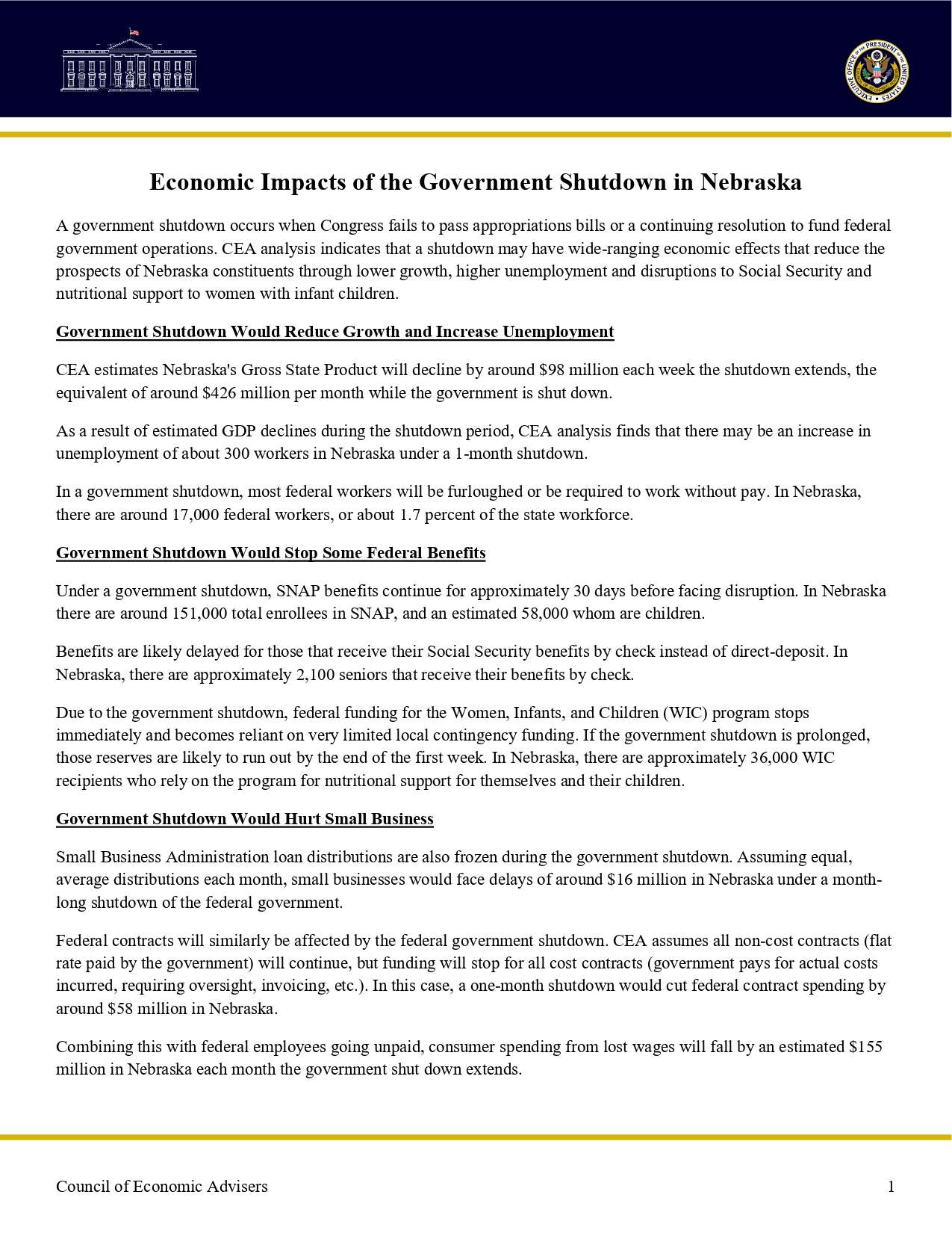 Economic Impacts of the Government Shutdown in Nebraska (whitehouse.gov)