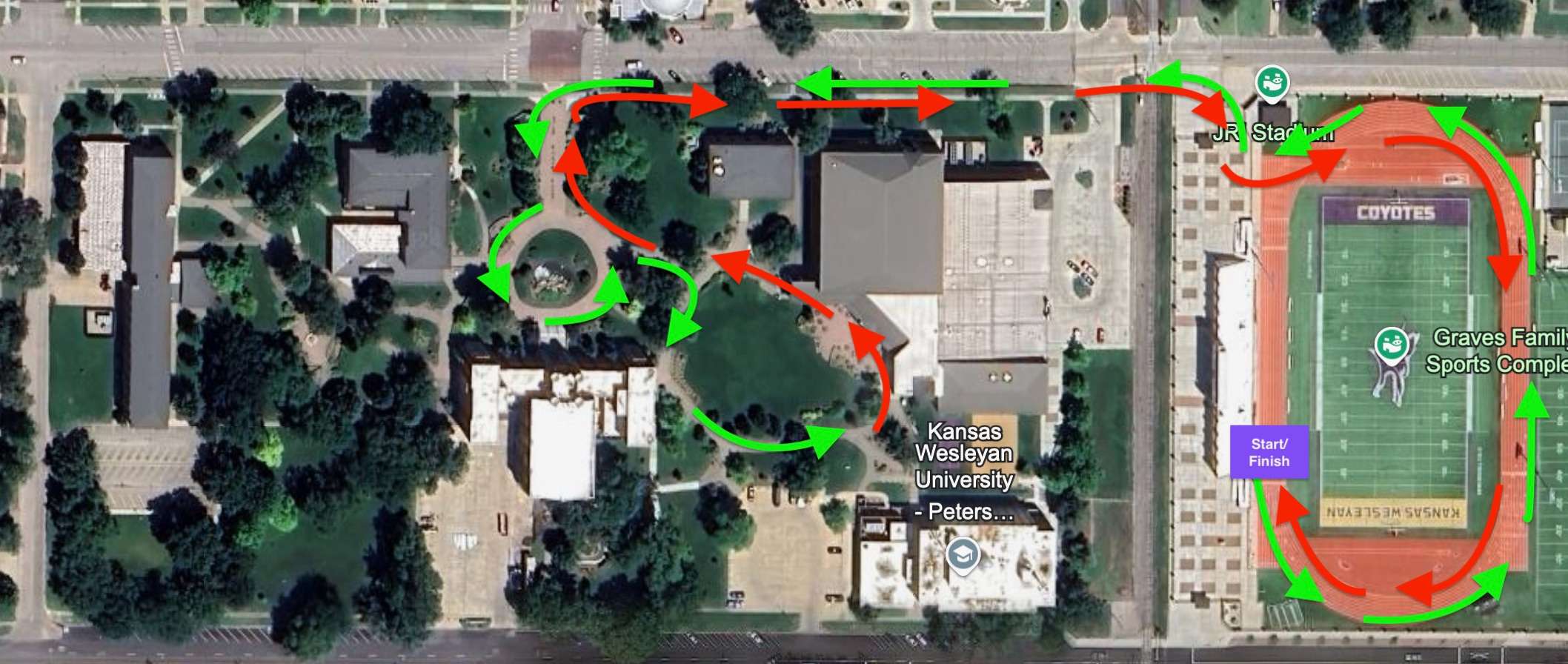 Route map of 2025 Walk to end Alzheimer's at JRI Stadium on Sunday, October 12