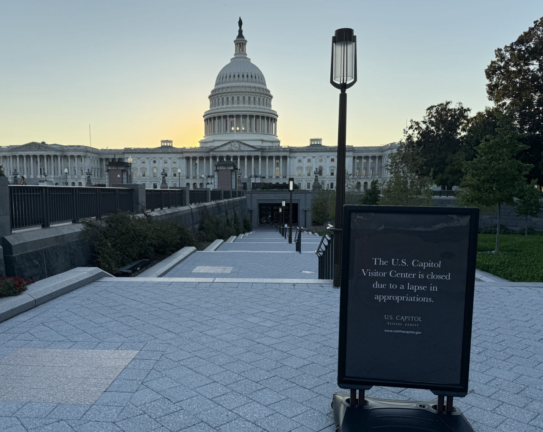 A sign advising that the Capitol Visitors Center in the U.S. Capitol is closed, in Washington, D.C., is pictured on Oct. (Jennifer Shutt/States Newsroom).