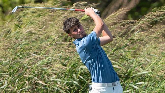 Sophomore Jack Northgraves shot a 1-under 71 to lead the Blue Dragons in the final round of the Grier Jones Shocker Invitational on Tuesday at Sand Creek Station in Newton. (Steve Carpenter/Blue Dragon Sports Information)