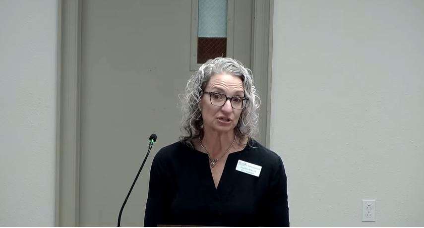 Reno County WIC Coordinator Heather Peterson, RDN, LD, speaking to Commissioners at the Reno County Board of County Commissioners meeting on Wednesday, Oct. 8, 2025. (Photo Courtesy Reno County YouTube Channel)