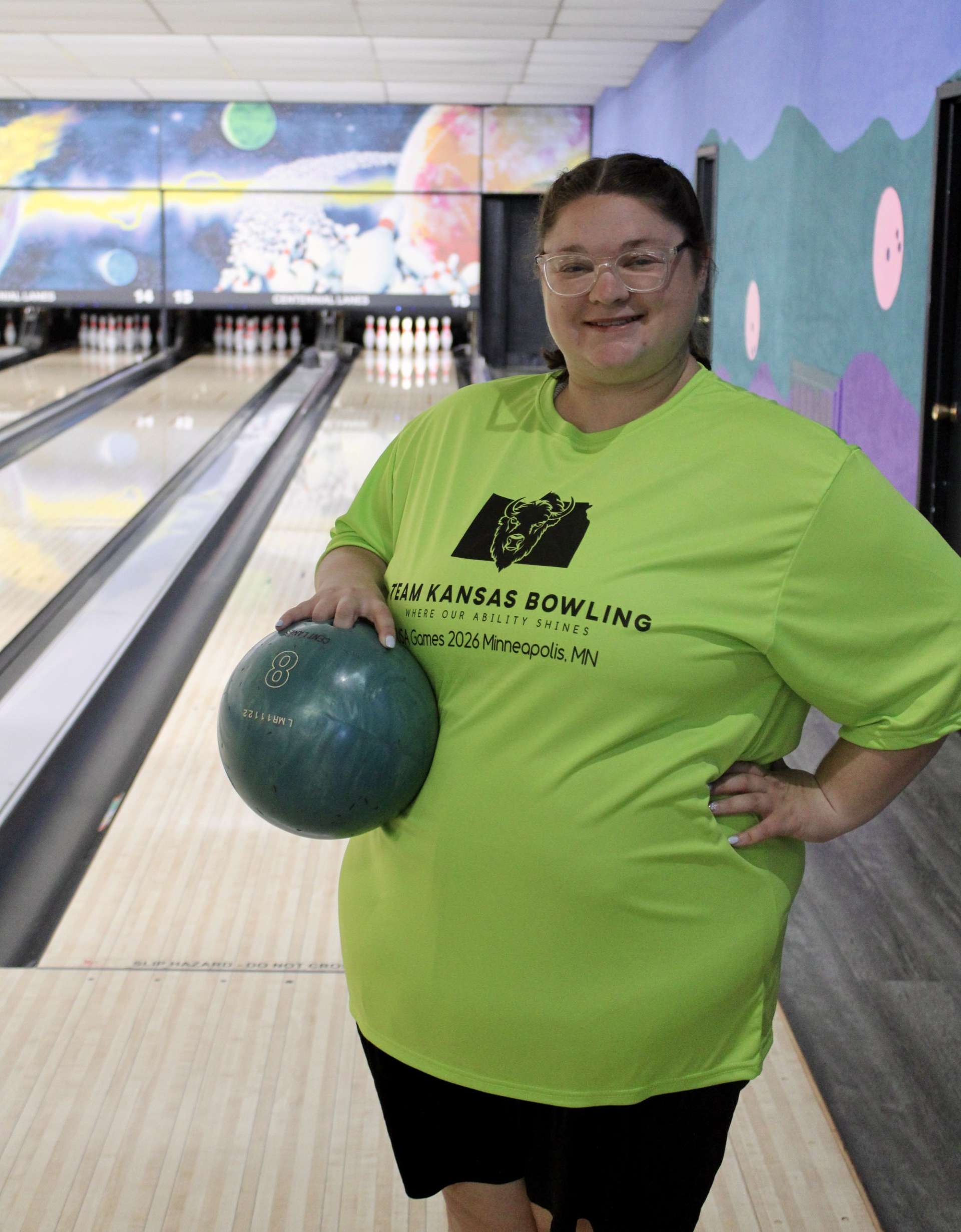 Hays Buffaloes' Lakin Eckroat Special Olympics USA Games bowling. Photo courtesy Hays Buffaloes